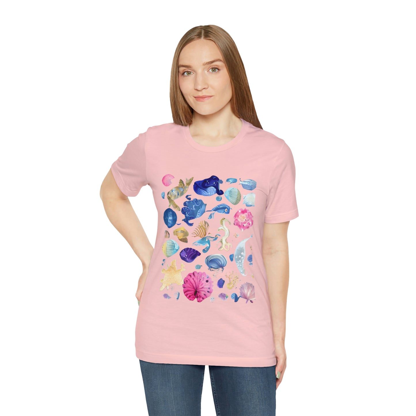 Watercolor Sea Creatures Tshirt Marine Life Ocean Conservation Environment Shirt Tropical Fish Coral Reef Octopus Jellyfish Turtle Shirt