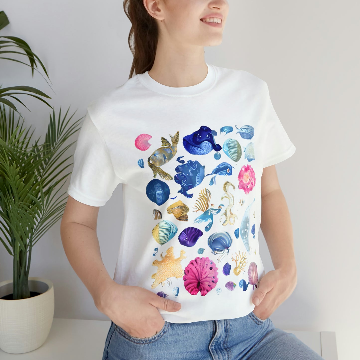 Watercolor Sea Creatures Tshirt Marine Life Ocean Conservation Environment Shirt Tropical Fish Coral Reef Octopus Jellyfish Turtle Shirt