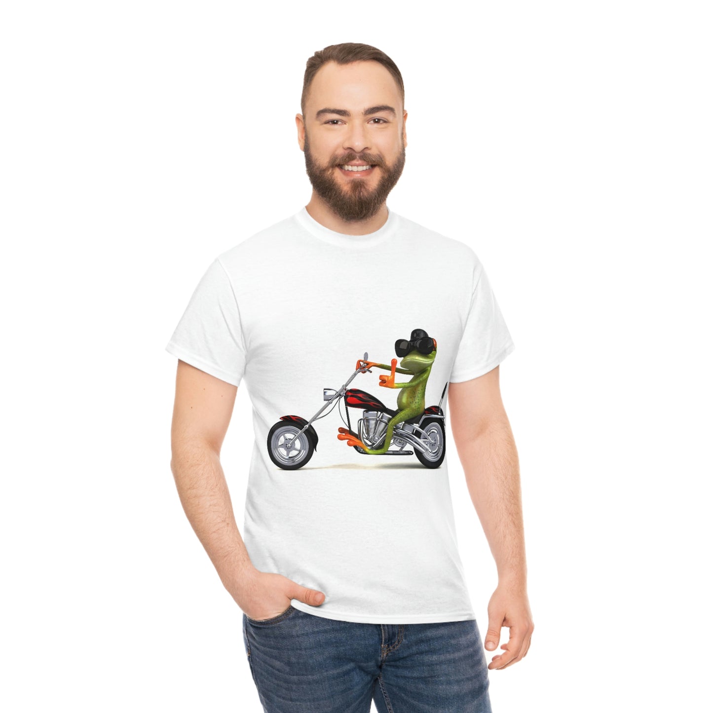 A Comfortable Tee Frog on Bike T-shirt - Men's Penny Farthing shirt - Animal Tshirt - Motorcycle Bike - Bike Frog Shirt - Animal Shirt - Bike Shirt - Frog Tshirt