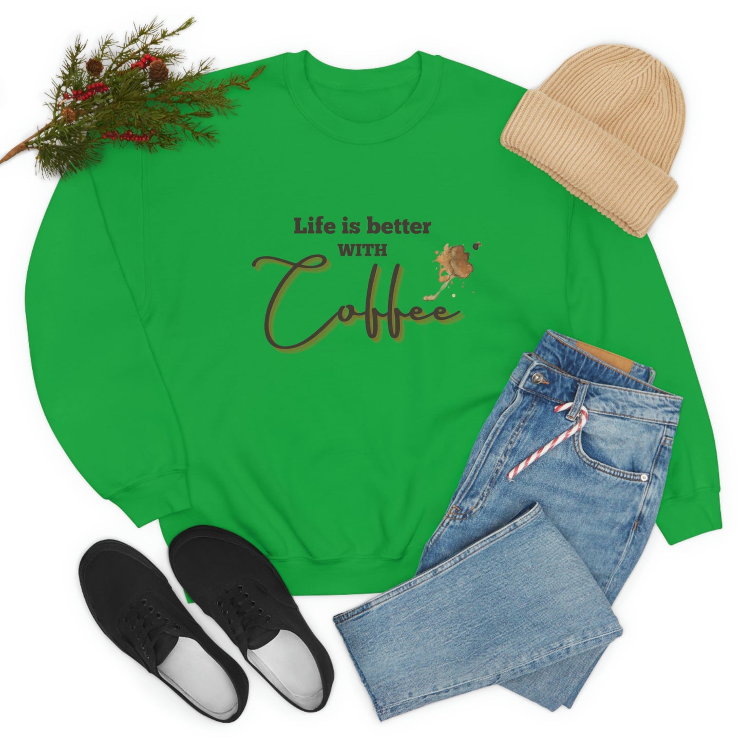 Sweatshirt Experience the Joy of Coffee with Konaloo's Unisex Heavy Blend Crewneck Sweatshirt - Perfect for Coffee Lovers!