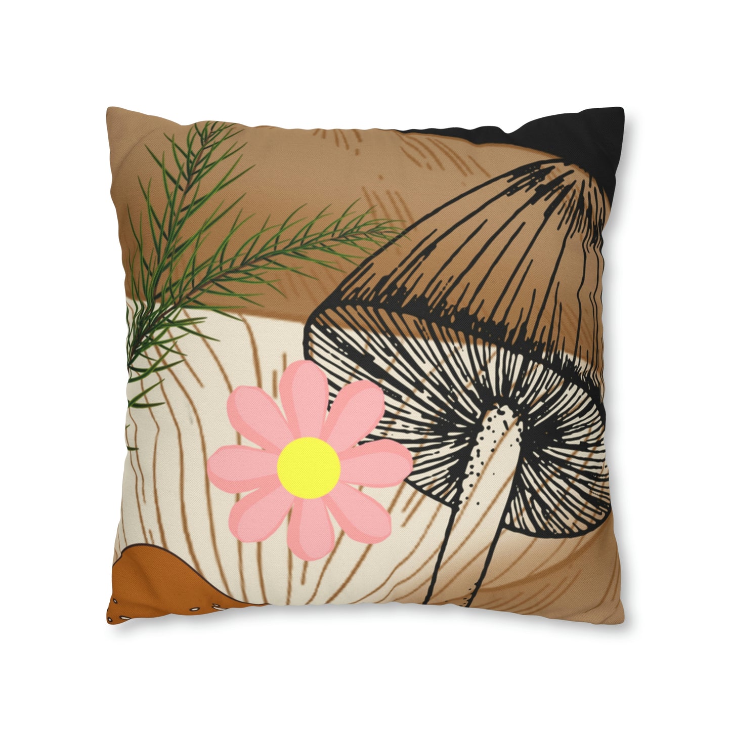 Mushroom Polyester Square Pillow | Spun Polyester Square Pillow Case | flower Playing card | Bird Décor pillow