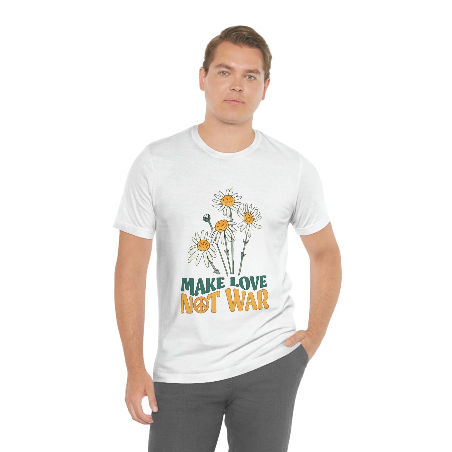 A Comfortable Tee Make Love Not War Unisex Jersey Short Sleeve Tee