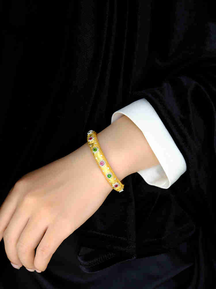 Pure Gold Plated Luxury Color Treasure Bracelet Vintage