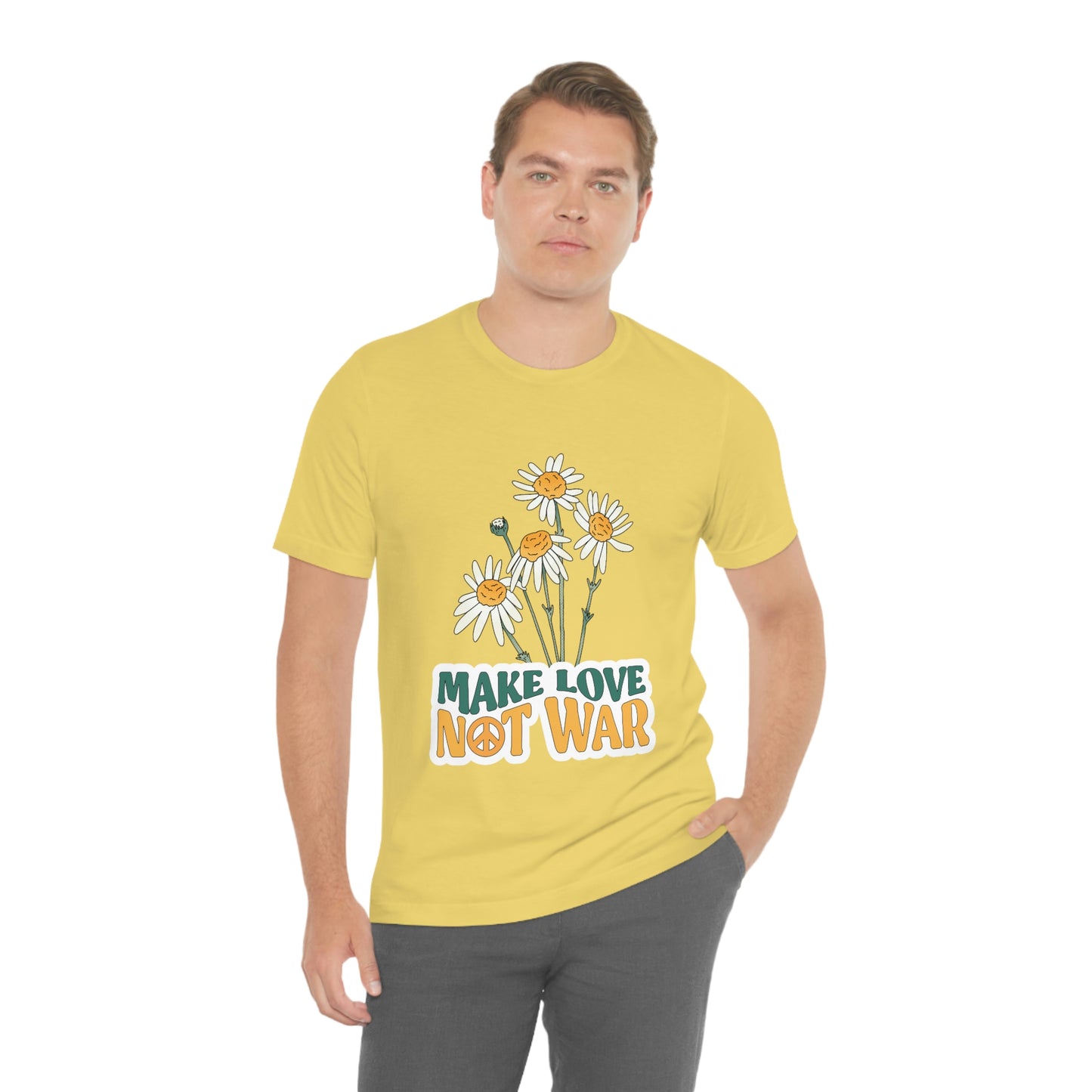 A Comfortable Tee Make Love Not War Unisex Jersey Short Sleeve Tee