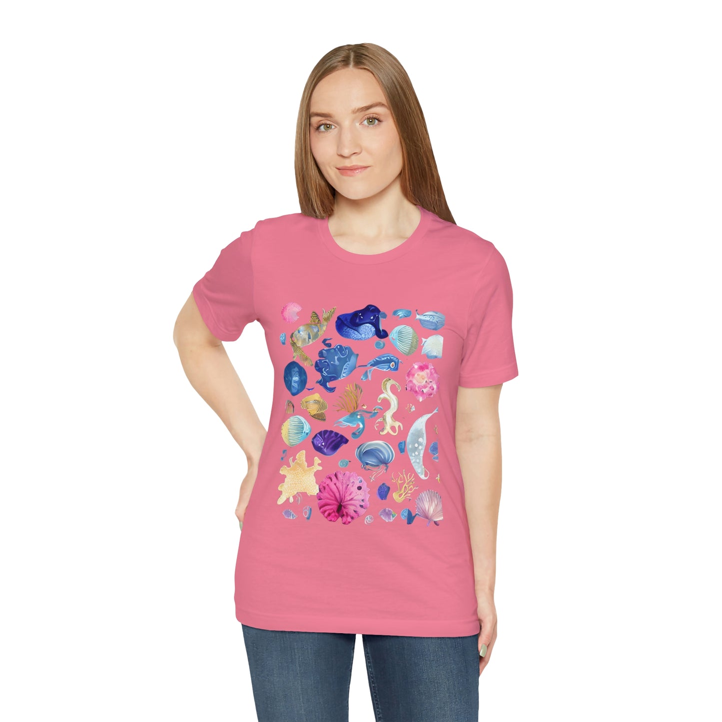 Watercolor Sea Creatures Tshirt Marine Life Ocean Conservation Environment Shirt Tropical Fish Coral Reef Octopus Jellyfish Turtle Shirt