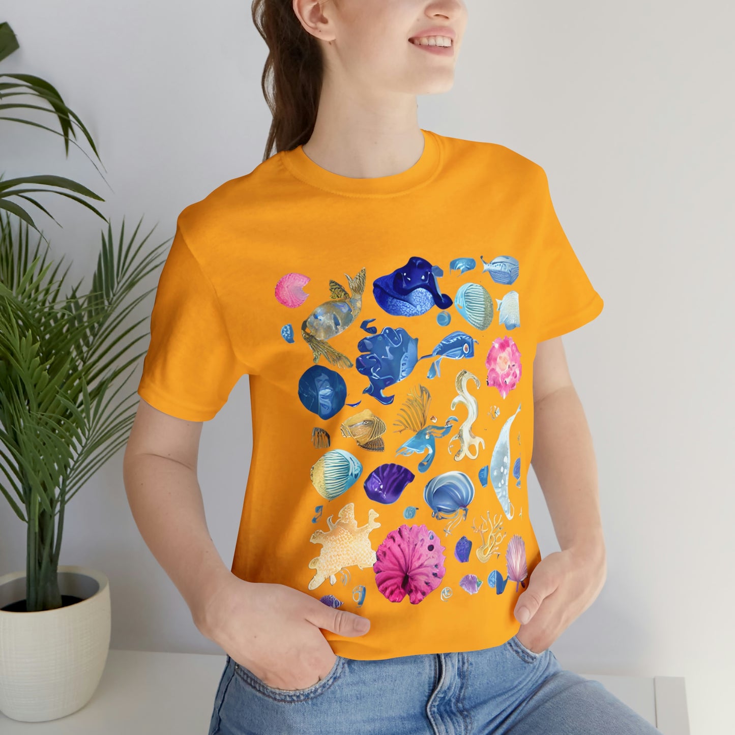 Watercolor Sea Creatures Tshirt Marine Life Ocean Conservation Environment Shirt Tropical Fish Coral Reef Octopus Jellyfish Turtle Shirt