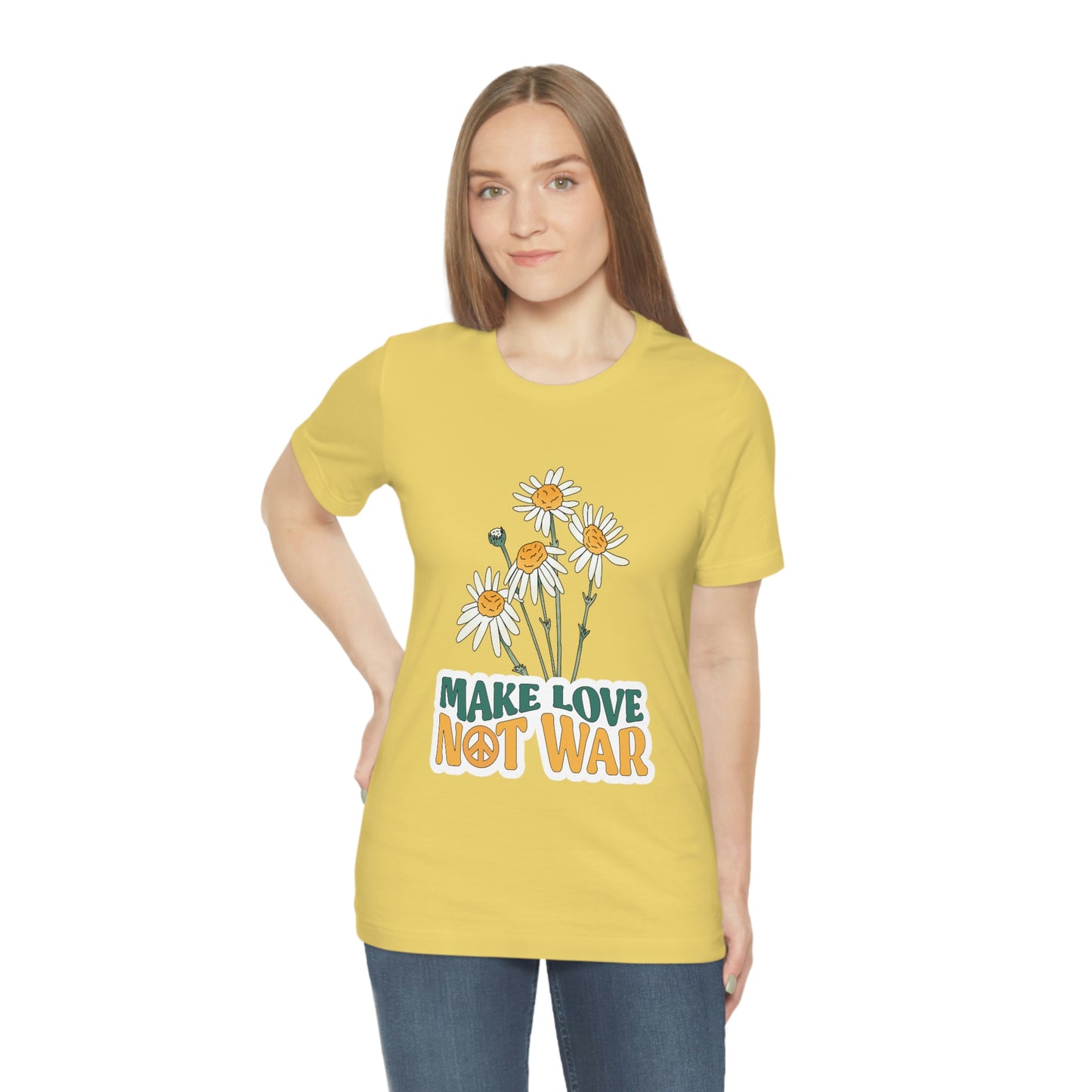 A Comfortable Tee Make Love Not War Unisex Jersey Short Sleeve Tee