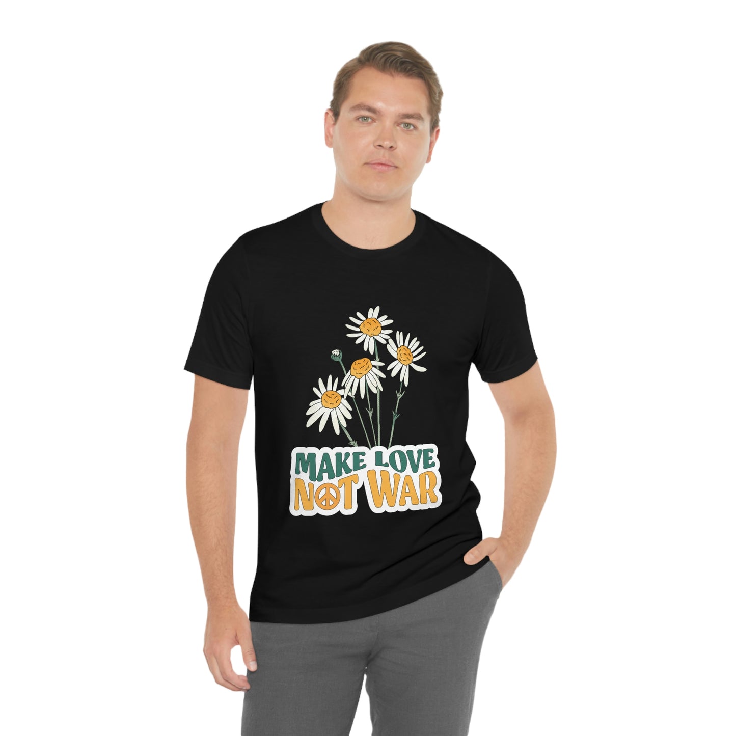 A Comfortable Tee Make Love Not War Unisex Jersey Short Sleeve Tee