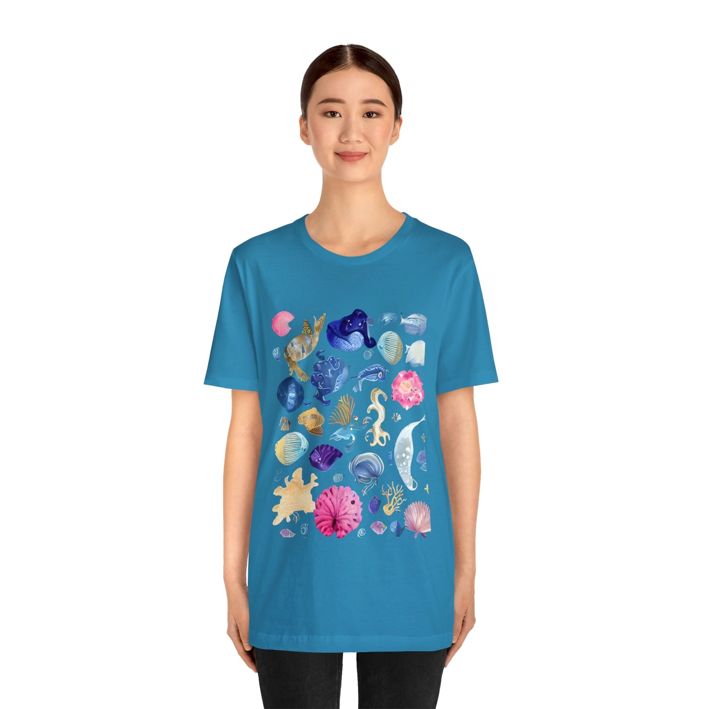 Watercolor Sea Creatures Tshirt Marine Life Ocean Conservation Environment Shirt Tropical Fish Coral Reef Octopus Jellyfish Turtle Shirt