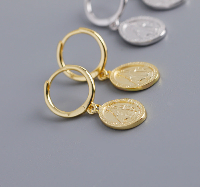 100% 925 Golden earrings sterling silver earrings