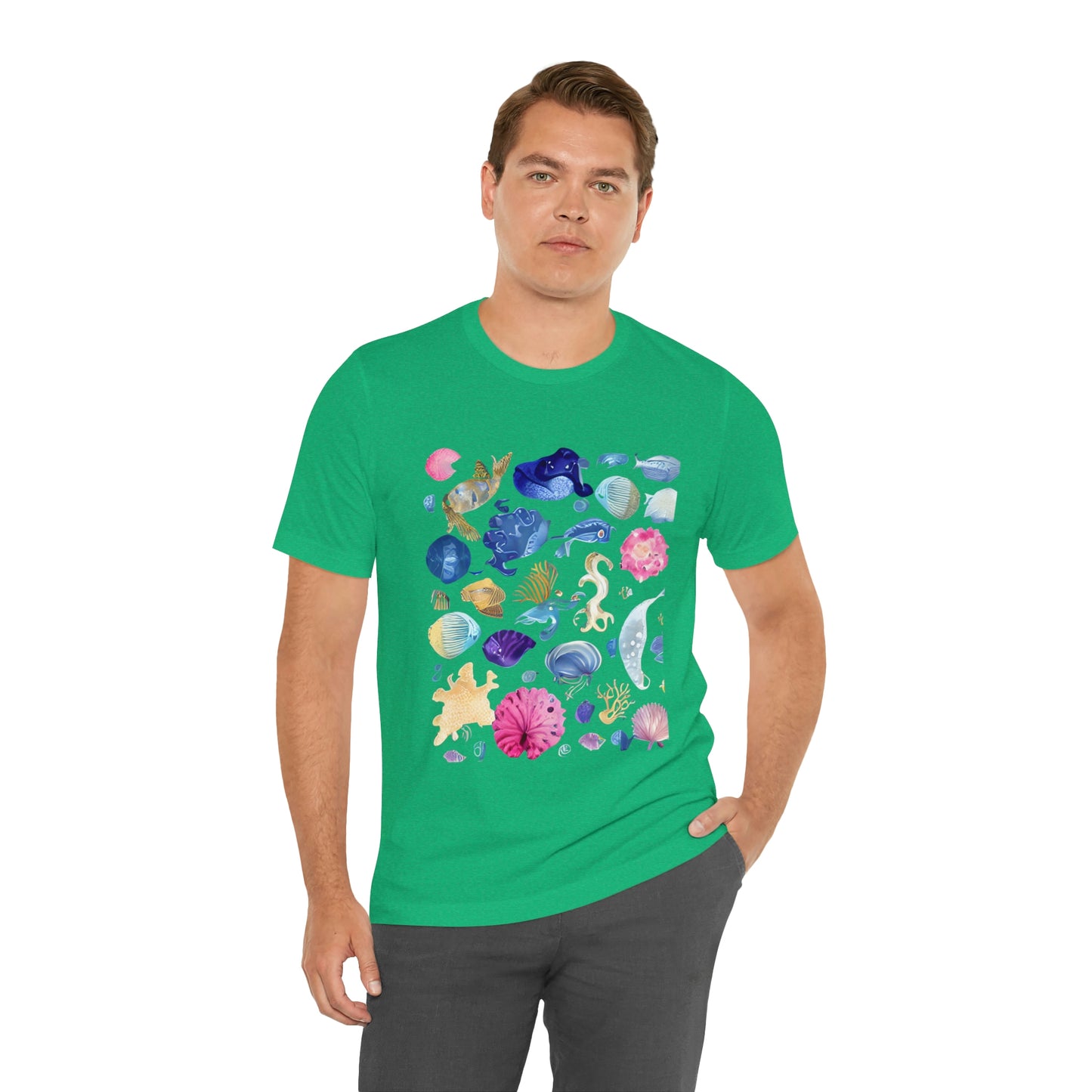 Watercolor Sea Creatures Tshirt Marine Life Ocean Conservation Environment Shirt Tropical Fish Coral Reef Octopus Jellyfish Turtle Shirt