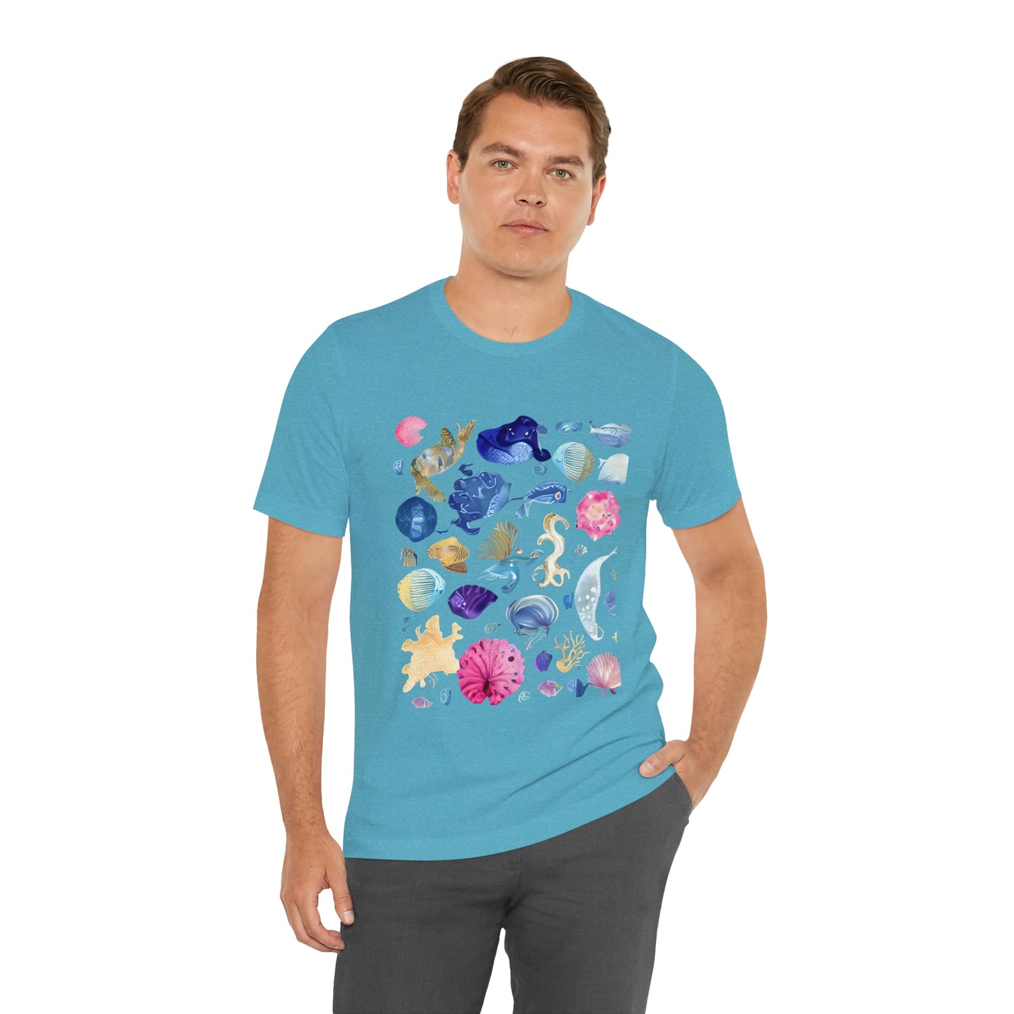 Watercolor Sea Creatures Tshirt Marine Life Ocean Conservation Environment Shirt Tropical Fish Coral Reef Octopus Jellyfish Turtle Shirt