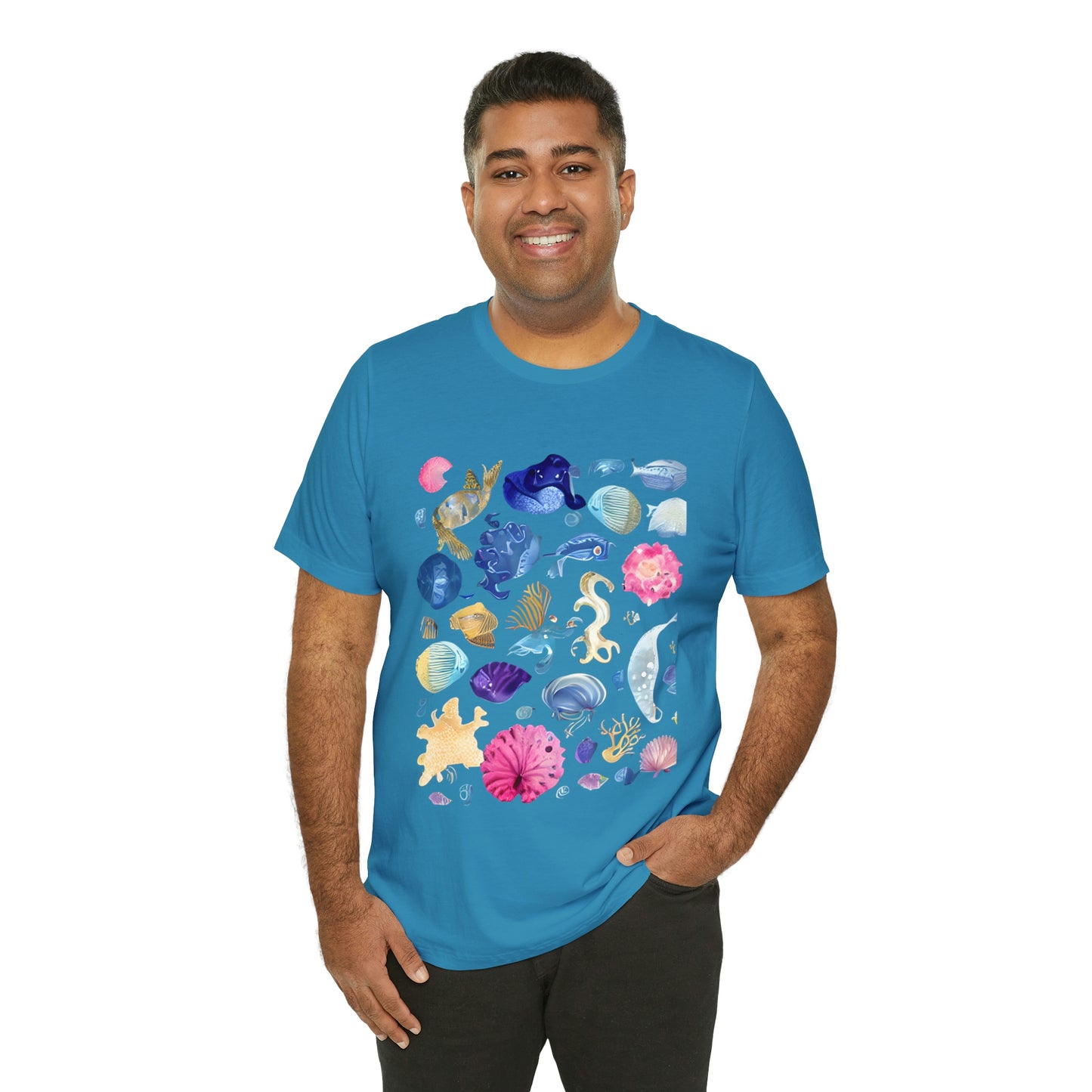 Watercolor Sea Creatures Tshirt Marine Life Ocean Conservation Environment Shirt Tropical Fish Coral Reef Octopus Jellyfish Turtle Shirt