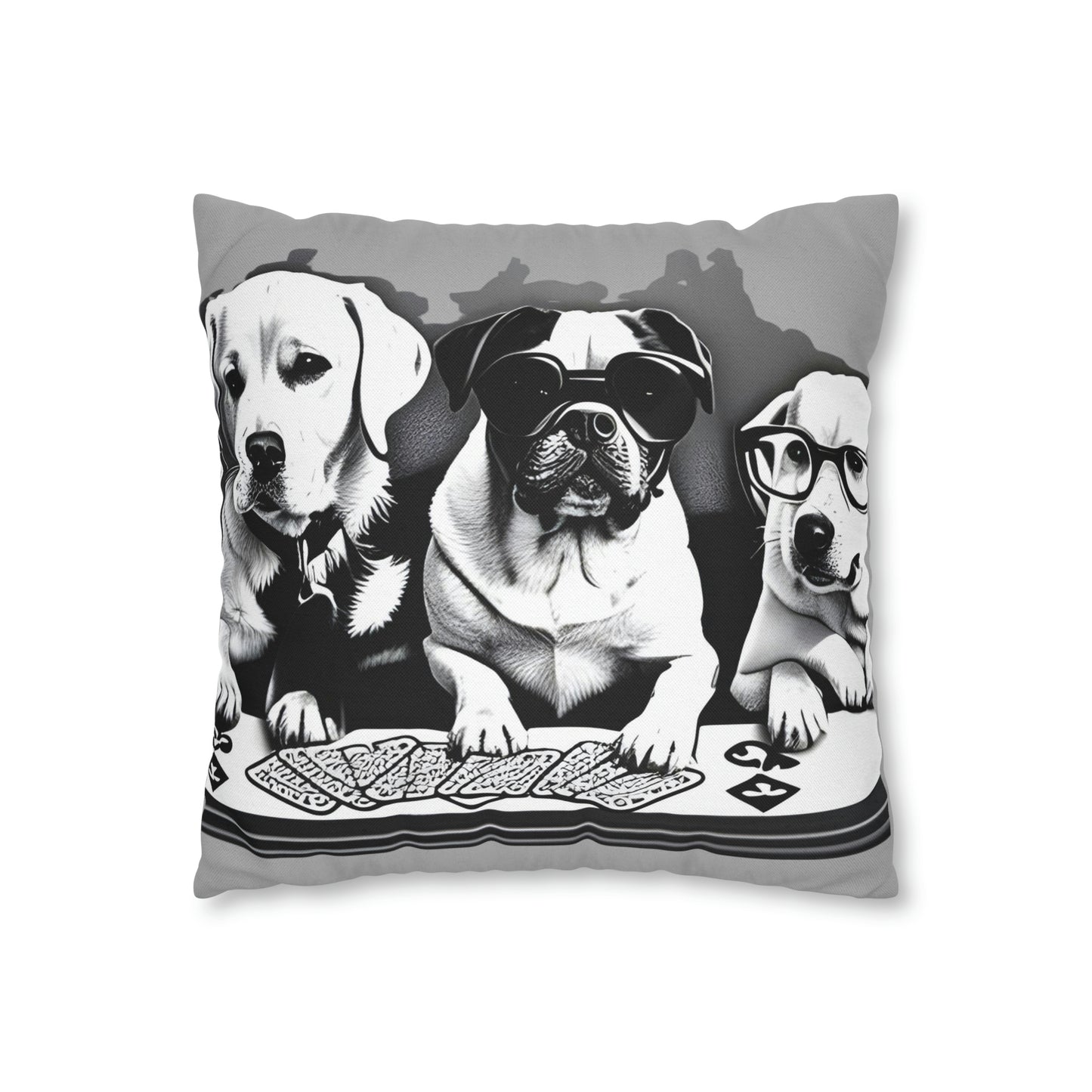 Grey Scripture Spun Polyester Square Pillow | Spun Polyester Square Pillow Case | Dogs Playing card | Dog Décor pillow
