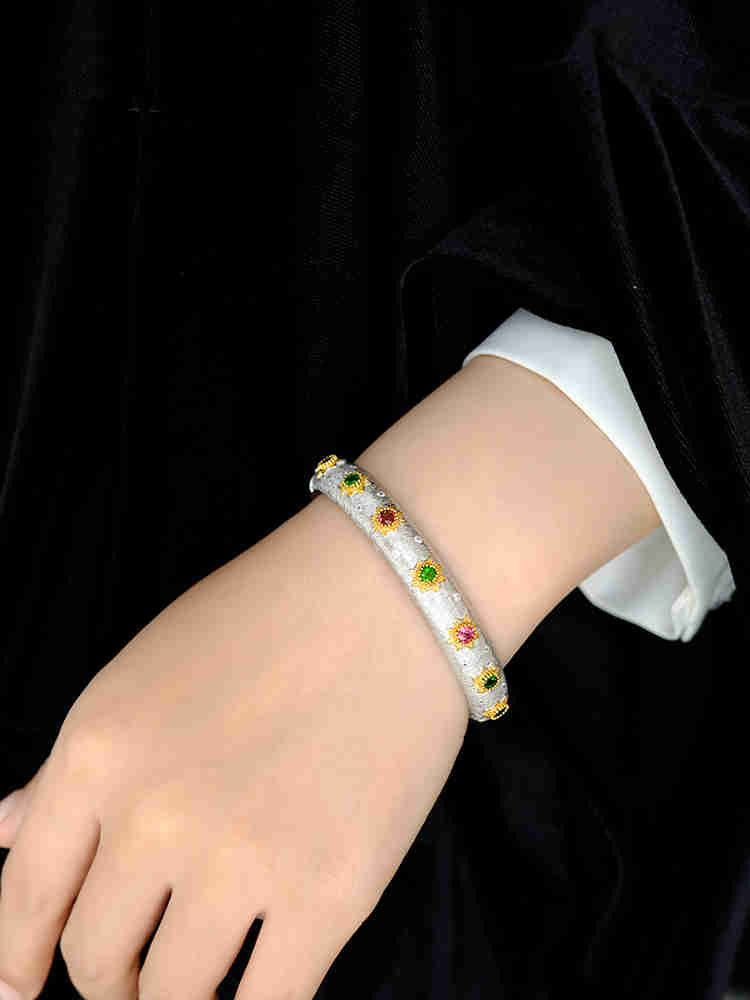 Pure Gold Plated Luxury Color Treasure Bracelet Vintage