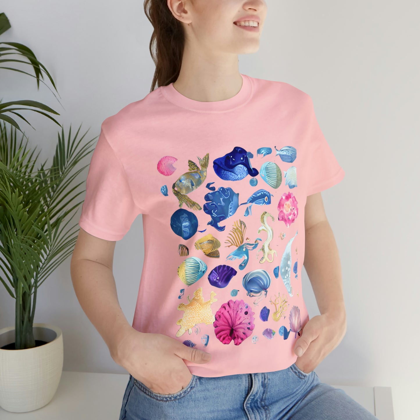 Watercolor Sea Creatures Tshirt Marine Life Ocean Conservation Environment Shirt Tropical Fish Coral Reef Octopus Jellyfish Turtle Shirt