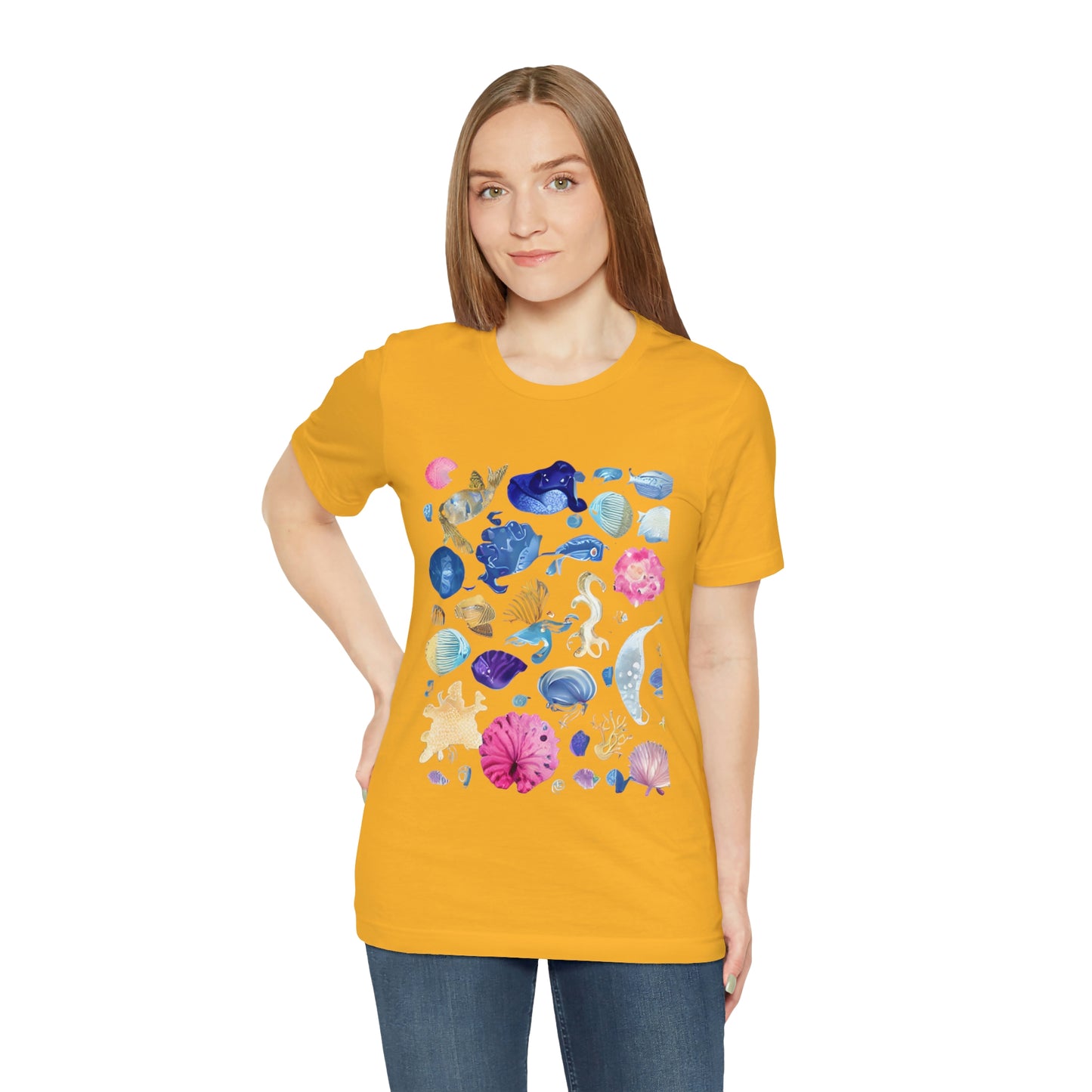 Watercolor Sea Creatures Tshirt Marine Life Ocean Conservation Environment Shirt Tropical Fish Coral Reef Octopus Jellyfish Turtle Shirt