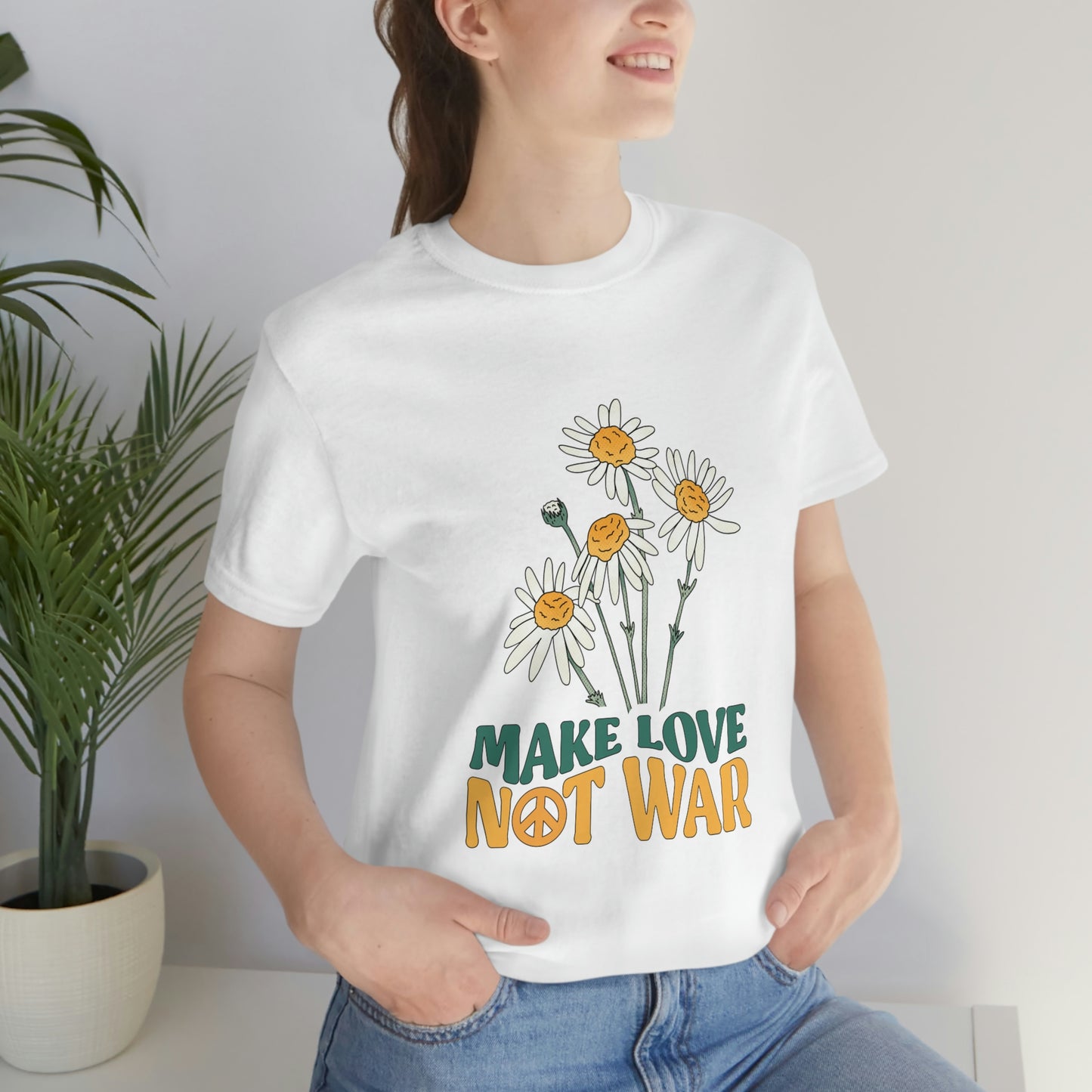 A Comfortable Tee Make Love Not War Unisex Jersey Short Sleeve Tee