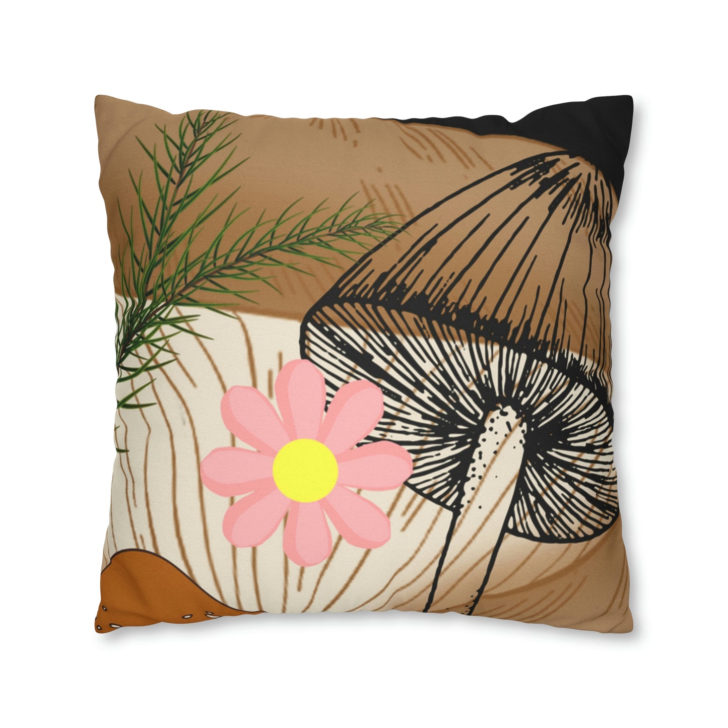 Mushroom Polyester Square Pillow | Spun Polyester Square Pillow Case | flower Playing card | Bird Décor pillow