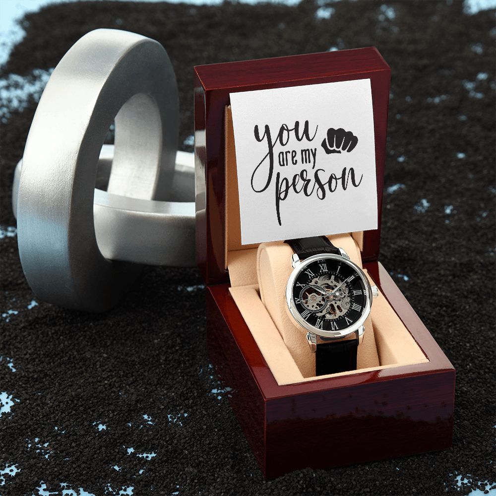 Uniquely Personalized Men's Openwork Watch: A Timeless Anniversary and Father's Day Memento
