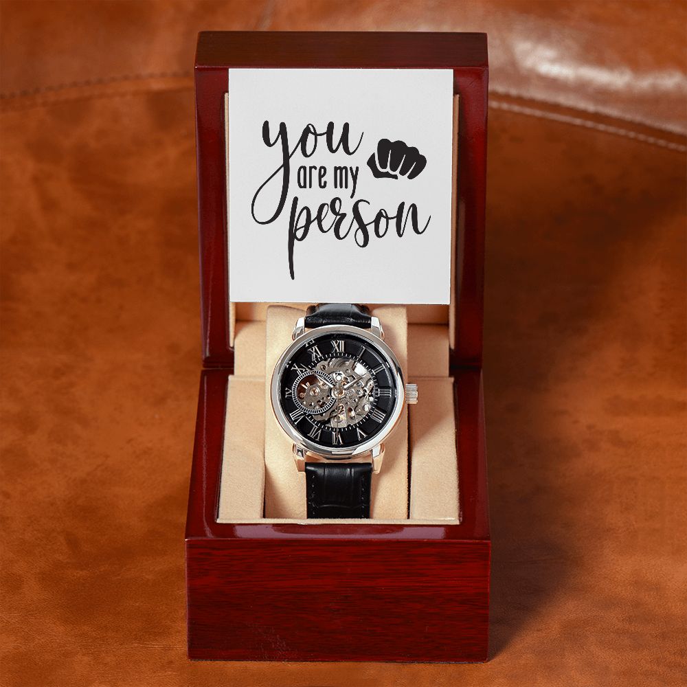 Uniquely Personalized Men's Openwork Watch: A Timeless Anniversary and Father's Day Memento