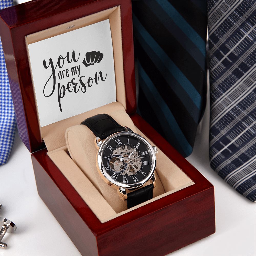Uniquely Personalized Men's Openwork Watch: A Timeless Anniversary and Father's Day Memento