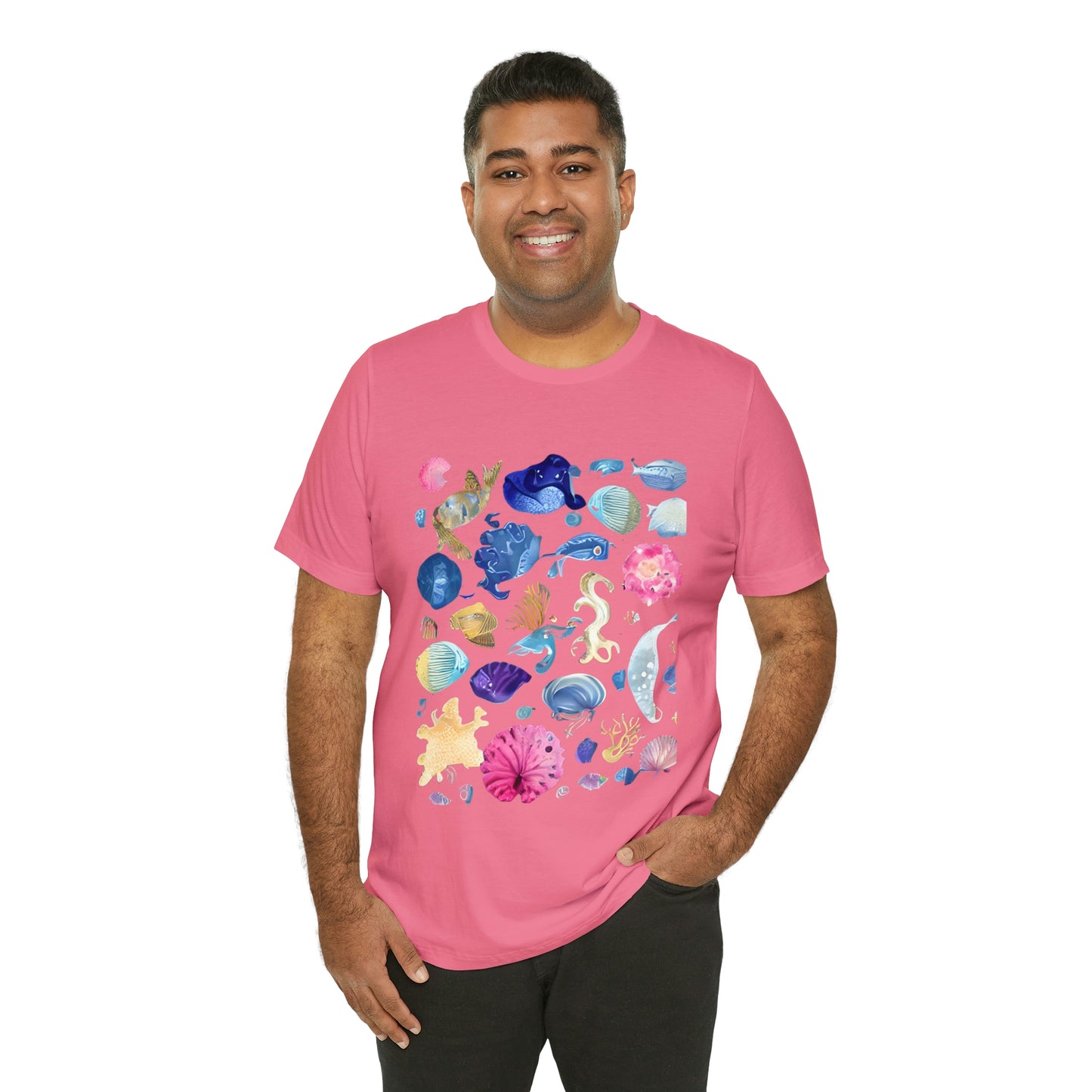 Watercolor Sea Creatures Tshirt Marine Life Ocean Conservation Environment Shirt Tropical Fish Coral Reef Octopus Jellyfish Turtle Shirt