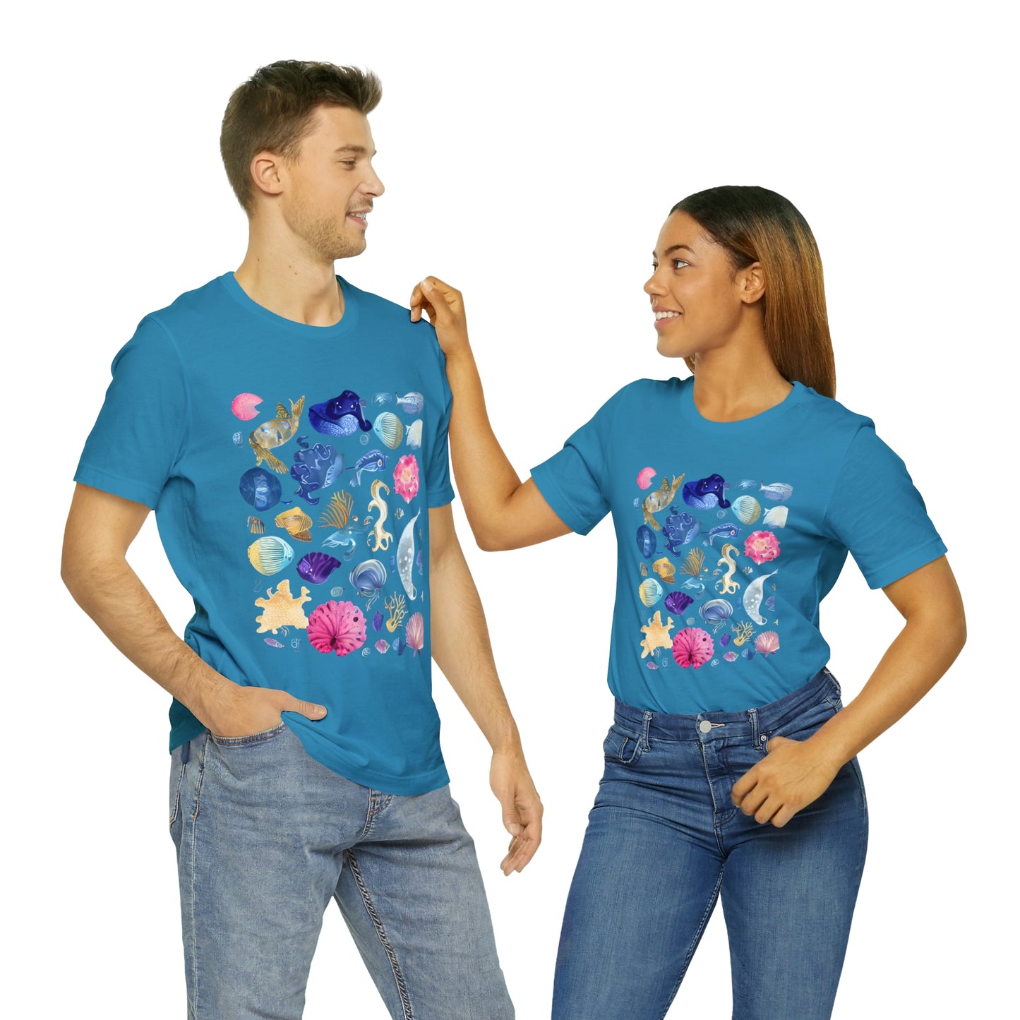 Watercolor Sea Creatures Tshirt Marine Life Ocean Conservation Environment Shirt Tropical Fish Coral Reef Octopus Jellyfish Turtle Shirt