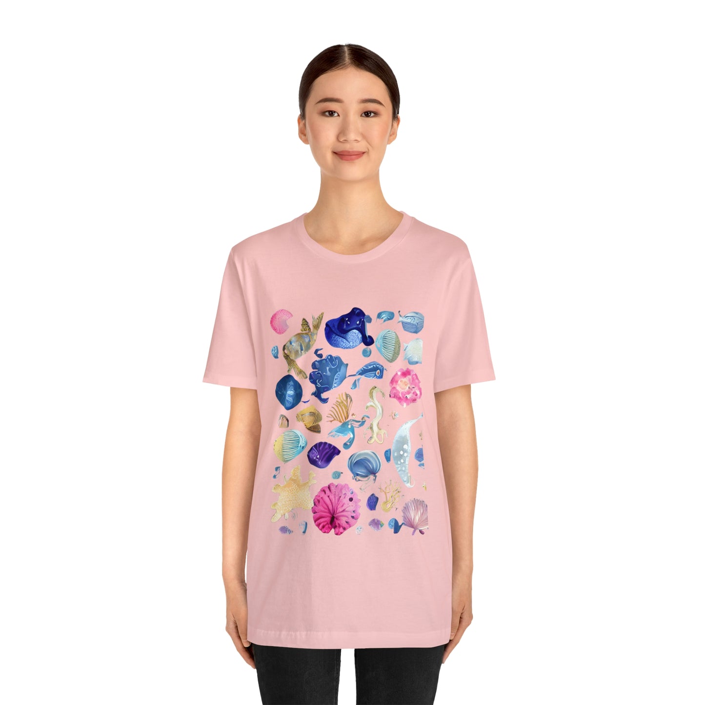 Watercolor Sea Creatures Tshirt Marine Life Ocean Conservation Environment Shirt Tropical Fish Coral Reef Octopus Jellyfish Turtle Shirt