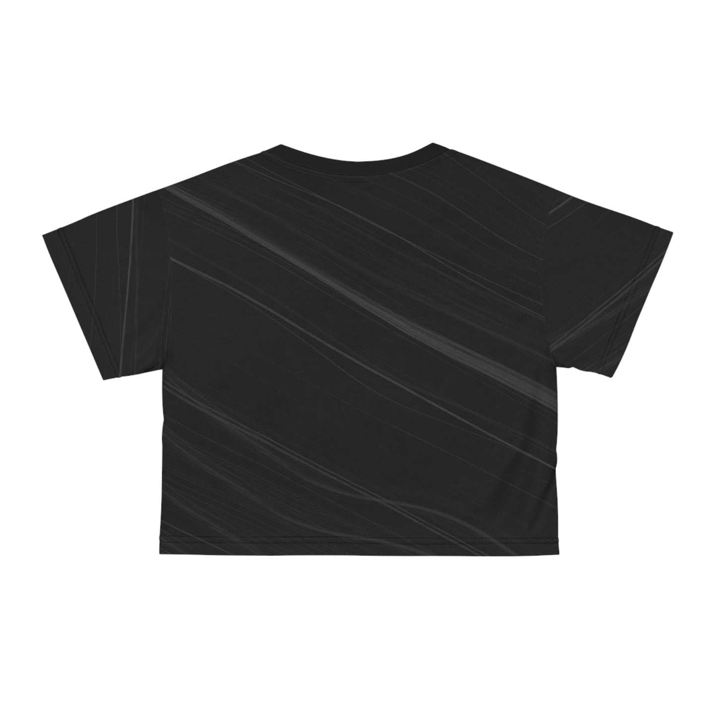Women Black Pattern Short Sleeve Shirt Crop Tee