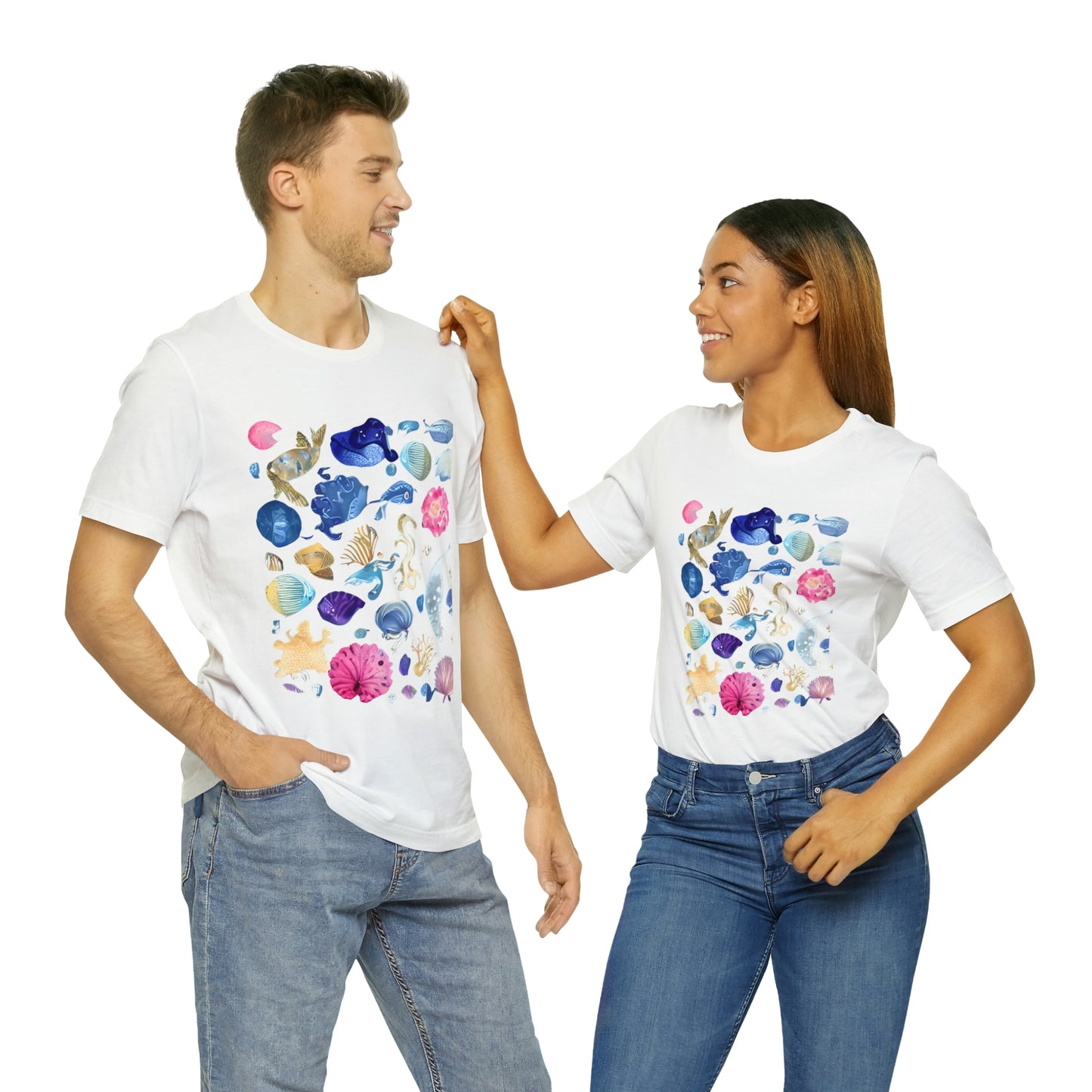 Watercolor Sea Creatures Tshirt Marine Life Ocean Conservation Environment Shirt Tropical Fish Coral Reef Octopus Jellyfish Turtle Shirt