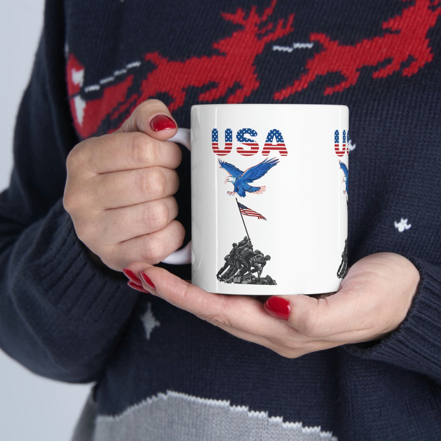 U.S.A flag Freedom coffee Tea Ceramic Mug 11oz, Great Gift, Independence day , chocolate lovers