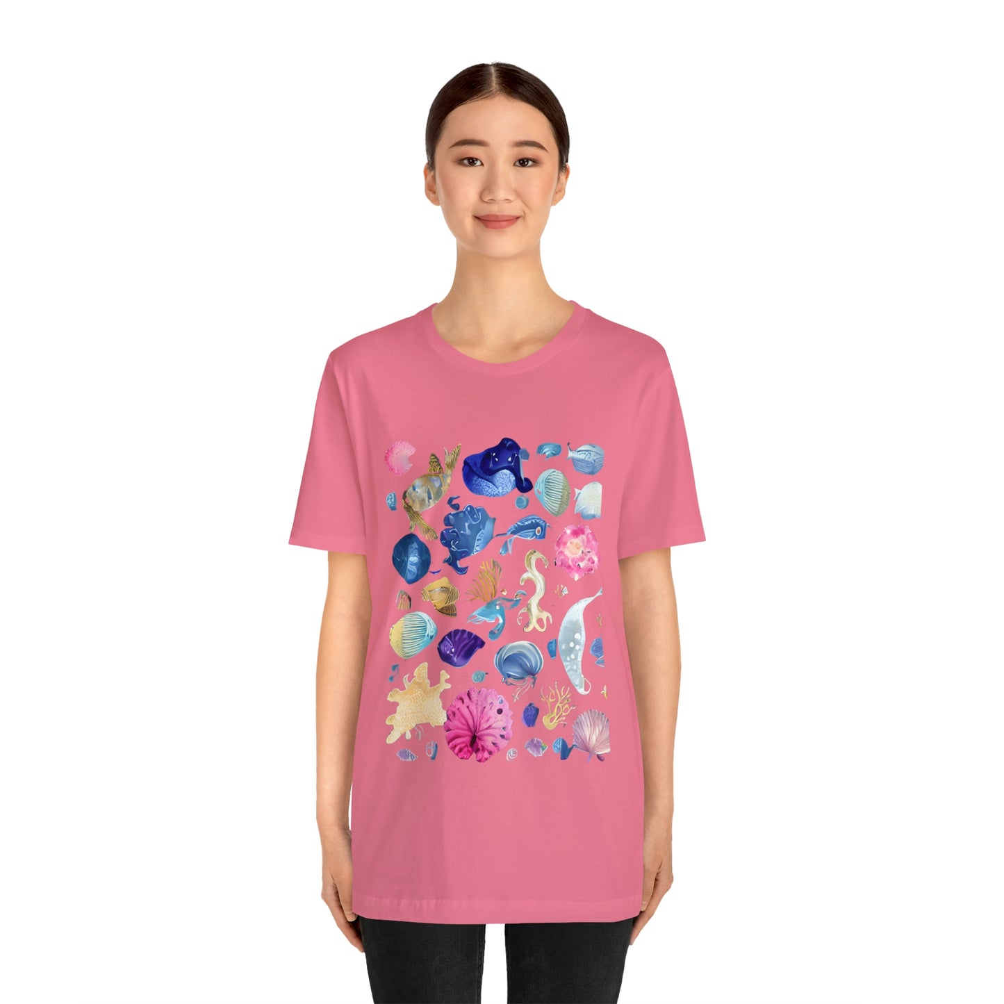 Watercolor Sea Creatures Tshirt Marine Life Ocean Conservation Environment Shirt Tropical Fish Coral Reef Octopus Jellyfish Turtle Shirt