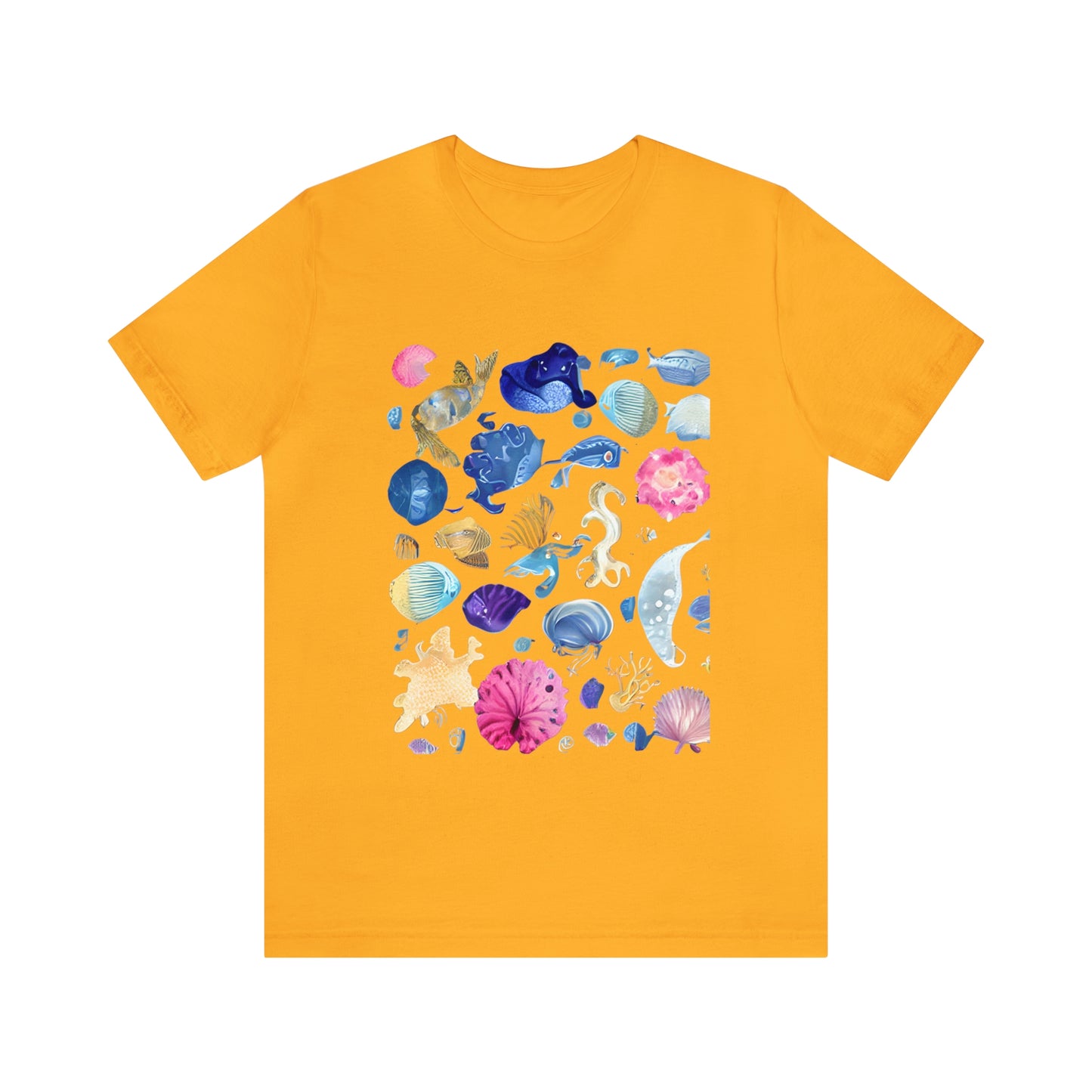 Watercolor Sea Creatures Tshirt Marine Life Ocean Conservation Environment Shirt Tropical Fish Coral Reef Octopus Jellyfish Turtle Shirt