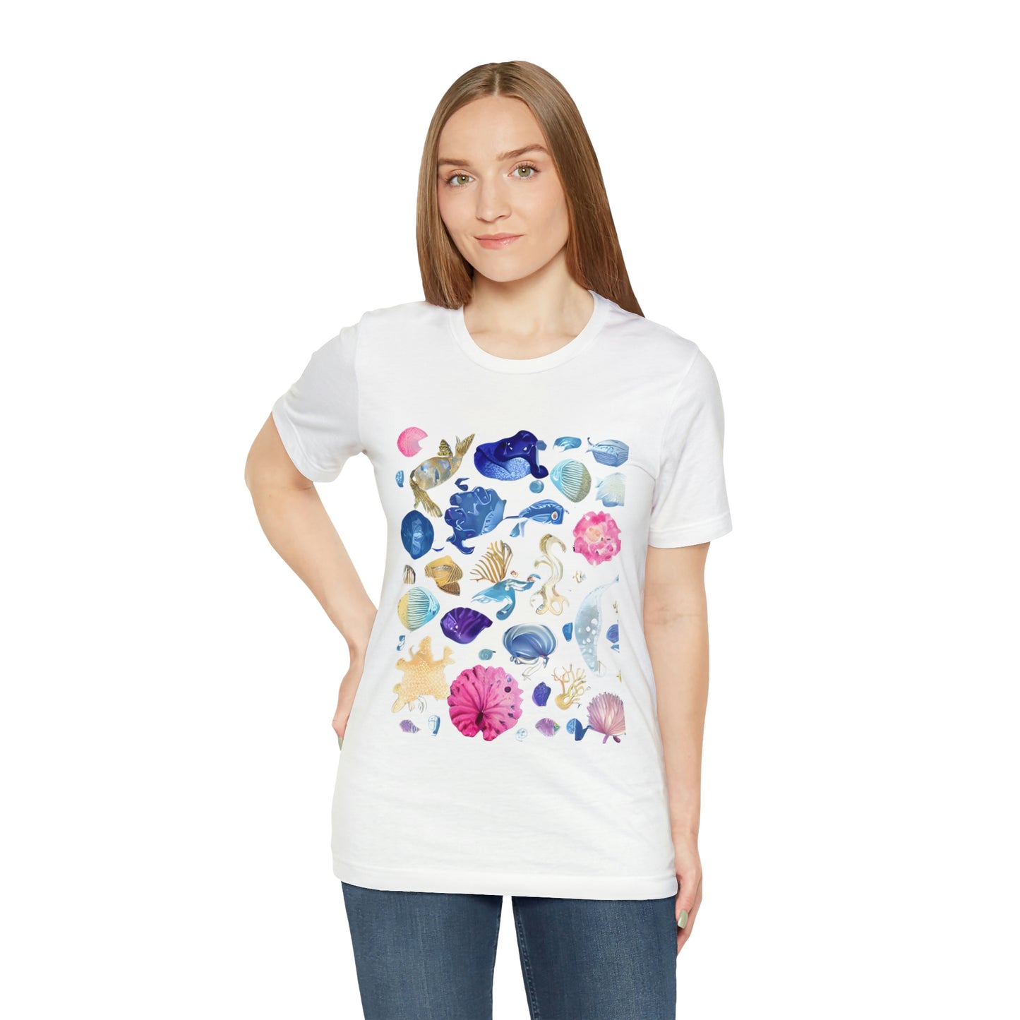 Watercolor Sea Creatures Tshirt Marine Life Ocean Conservation Environment Shirt Tropical Fish Coral Reef Octopus Jellyfish Turtle Shirt