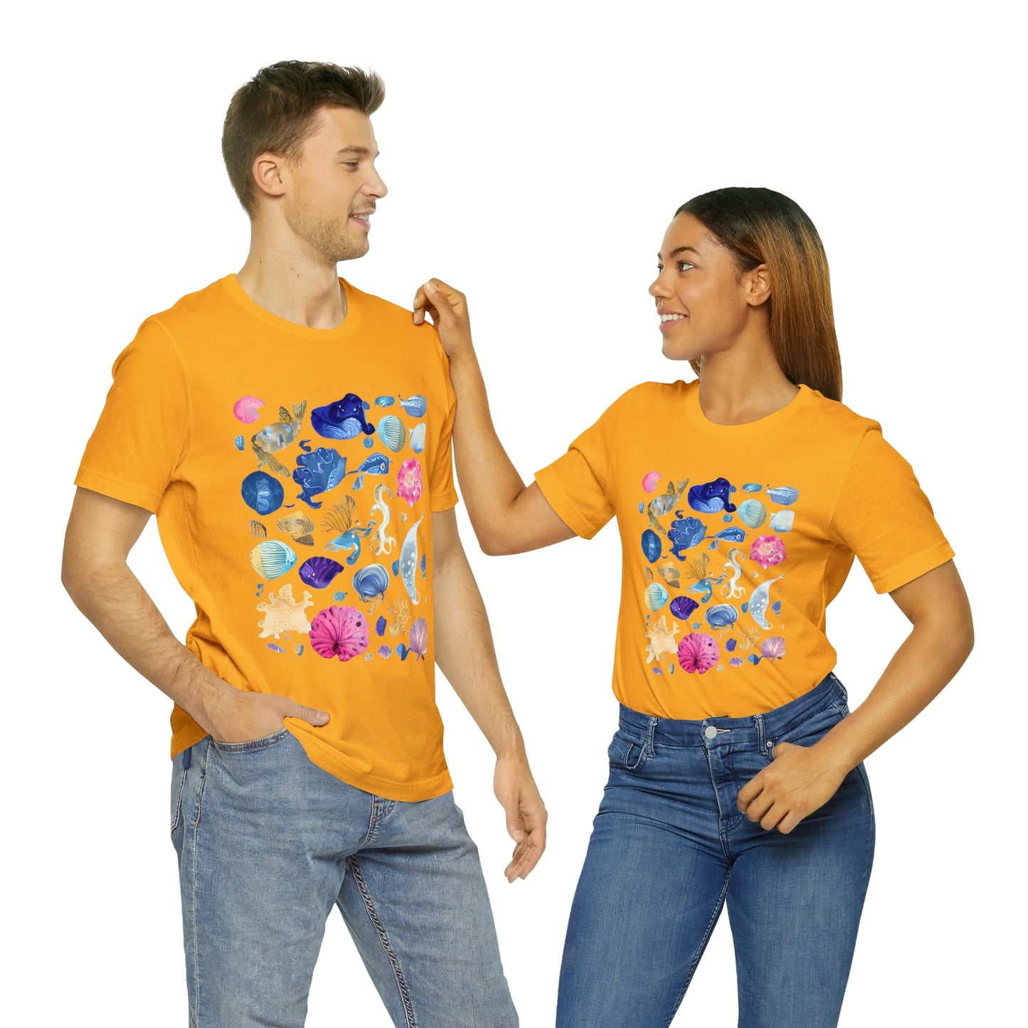 Watercolor Sea Creatures Tshirt Marine Life Ocean Conservation Environment Shirt Tropical Fish Coral Reef Octopus Jellyfish Turtle Shirt