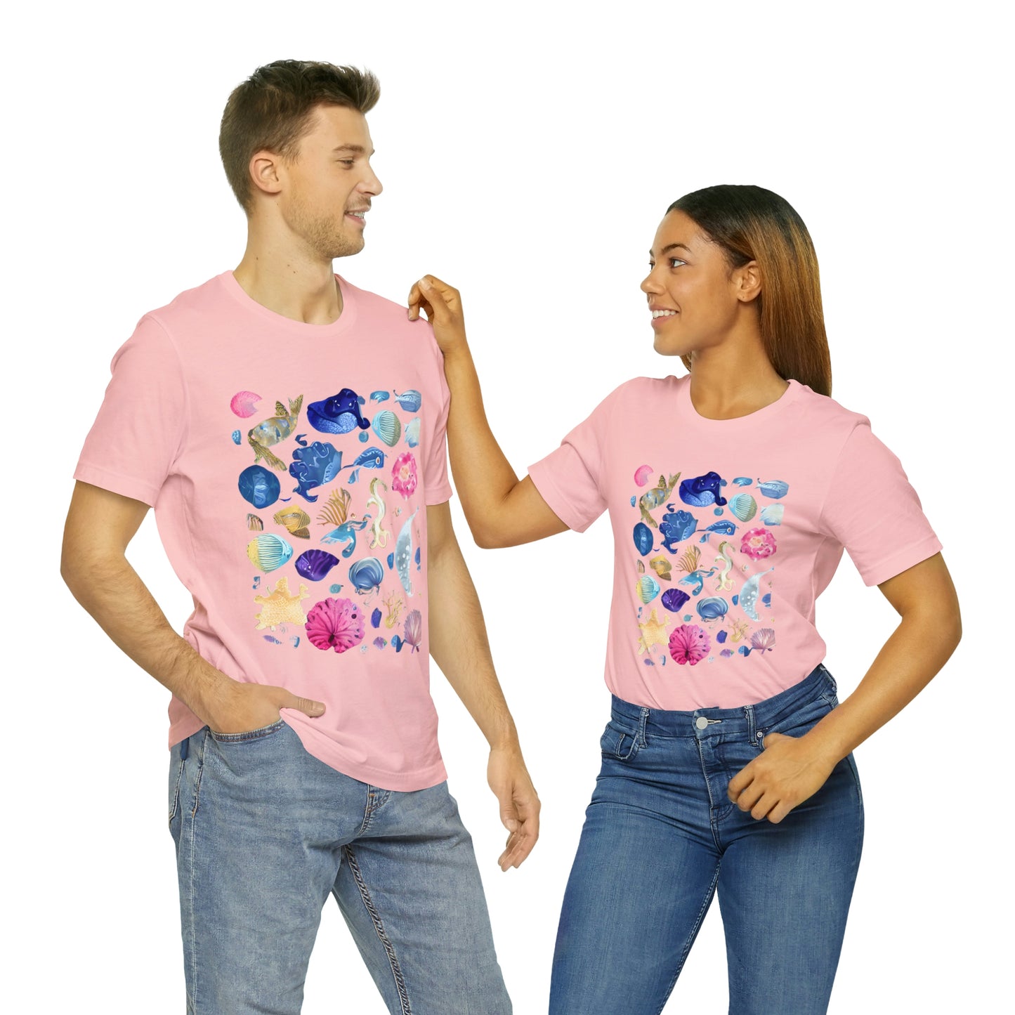 Watercolor Sea Creatures Tshirt Marine Life Ocean Conservation Environment Shirt Tropical Fish Coral Reef Octopus Jellyfish Turtle Shirt