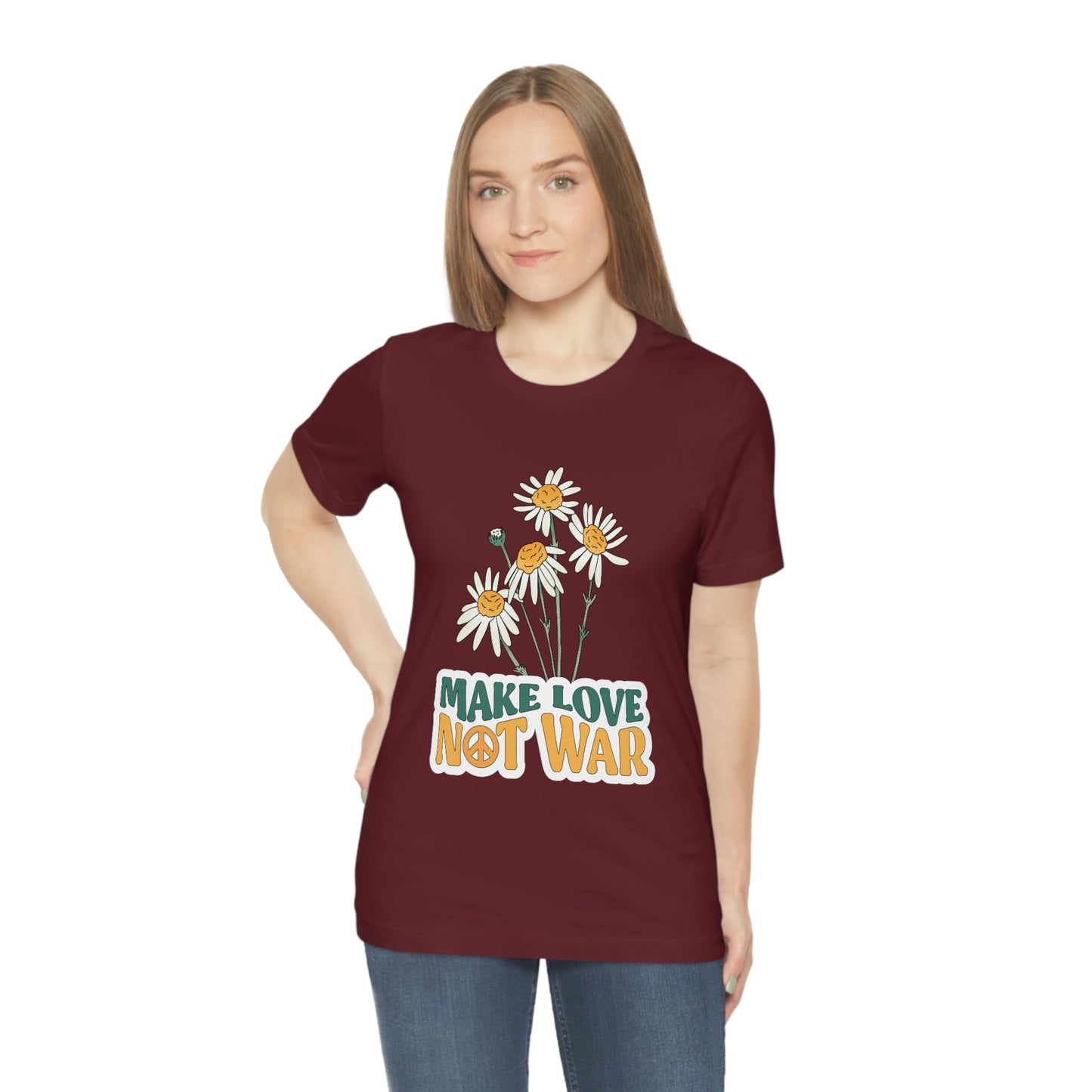 A Comfortable Tee Make Love Not War Unisex Jersey Short Sleeve Tee