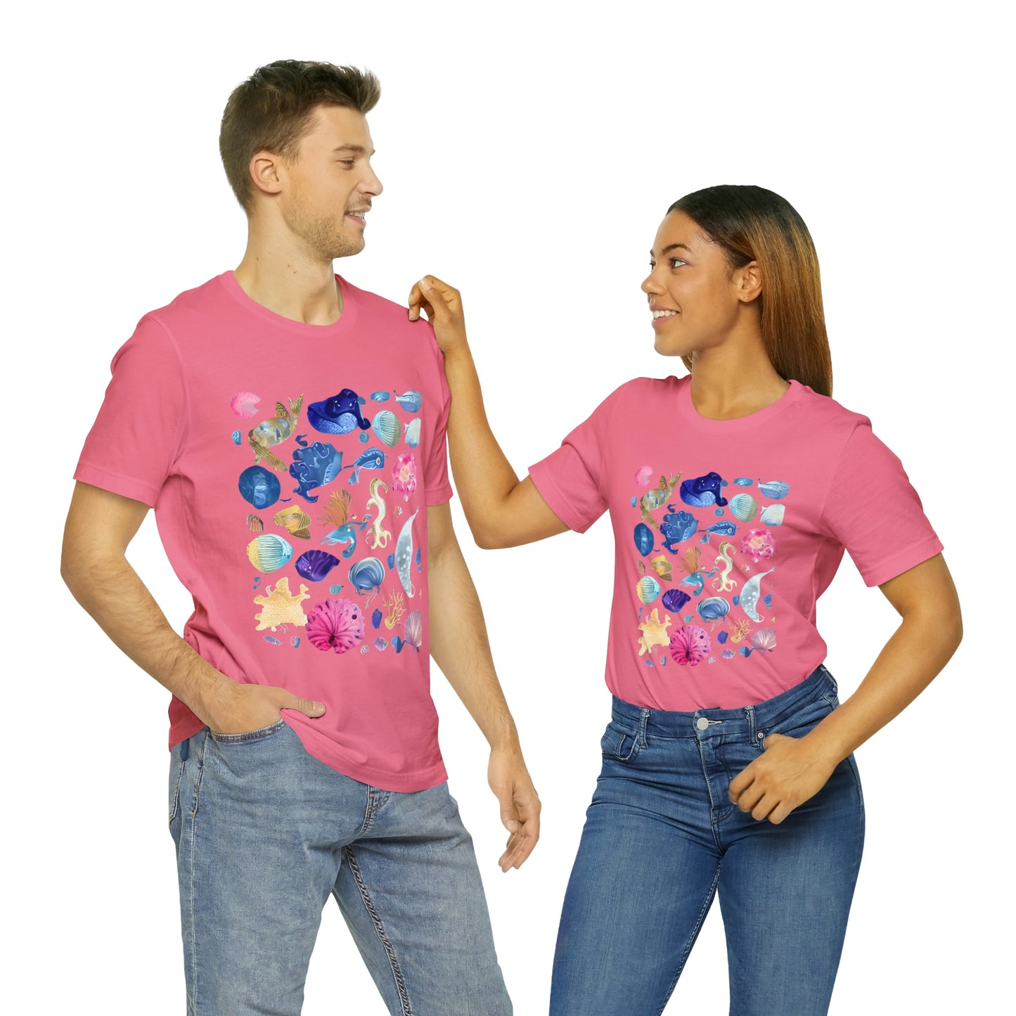 Watercolor Sea Creatures Tshirt Marine Life Ocean Conservation Environment Shirt Tropical Fish Coral Reef Octopus Jellyfish Turtle Shirt