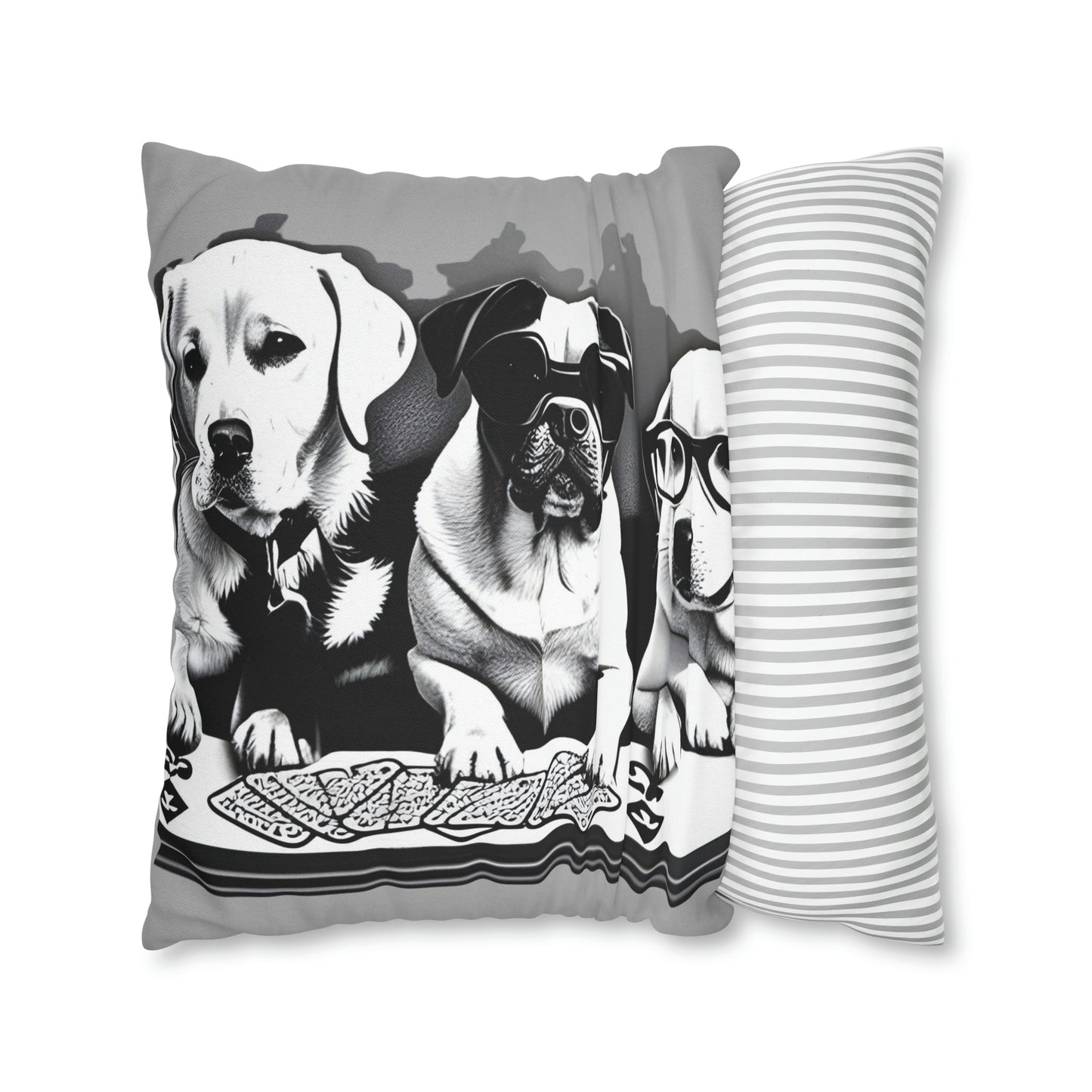 Grey Scripture Spun Polyester Square Pillow | Spun Polyester Square Pillow Case | Dogs Playing card | Dog Décor pillow