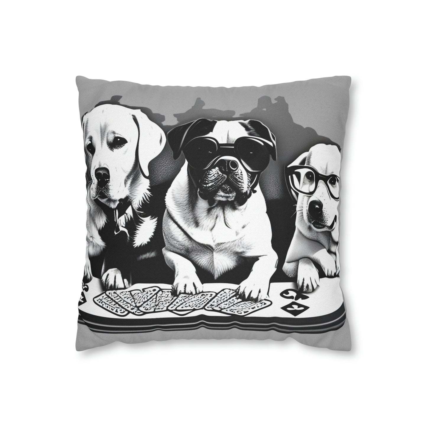Grey Scripture Spun Polyester Square Pillow | Spun Polyester Square Pillow Case | Dogs Playing card | Dog Décor pillow