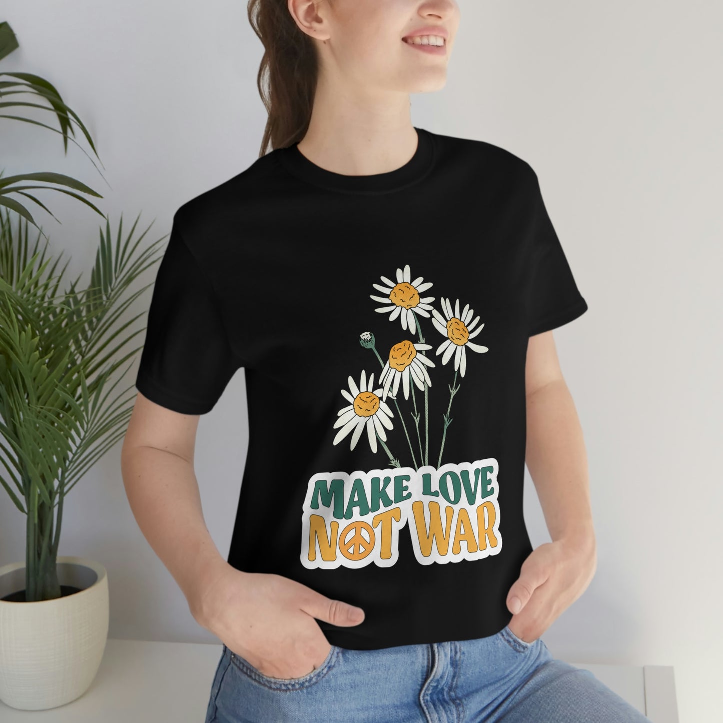 A Comfortable Tee Make Love Not War Unisex Jersey Short Sleeve Tee