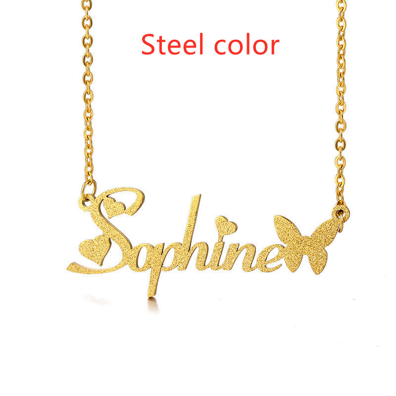 Women's Personalized Charm Butterfly Frosted Necklace