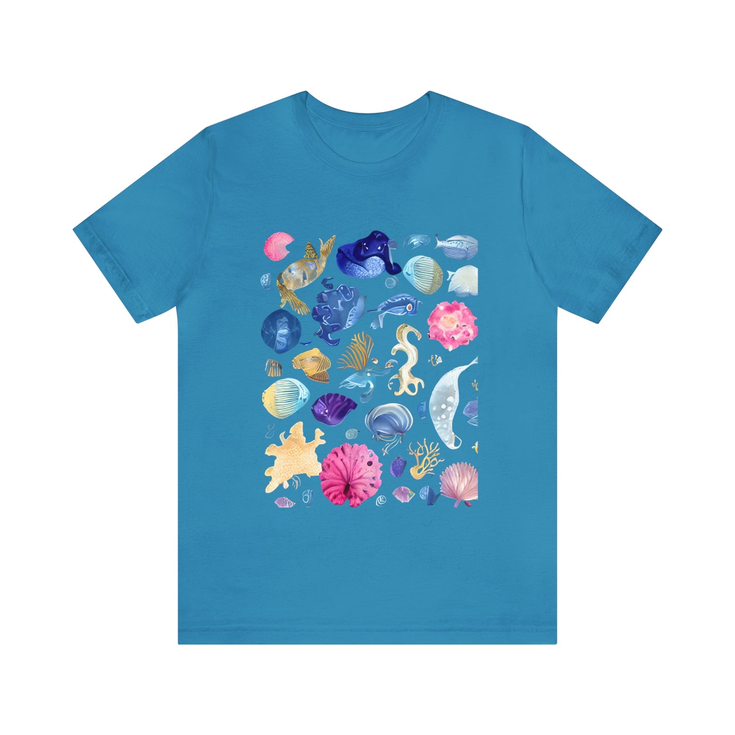 Watercolor Sea Creatures Tshirt Marine Life Ocean Conservation Environment Shirt Tropical Fish Coral Reef Octopus Jellyfish Turtle Shirt