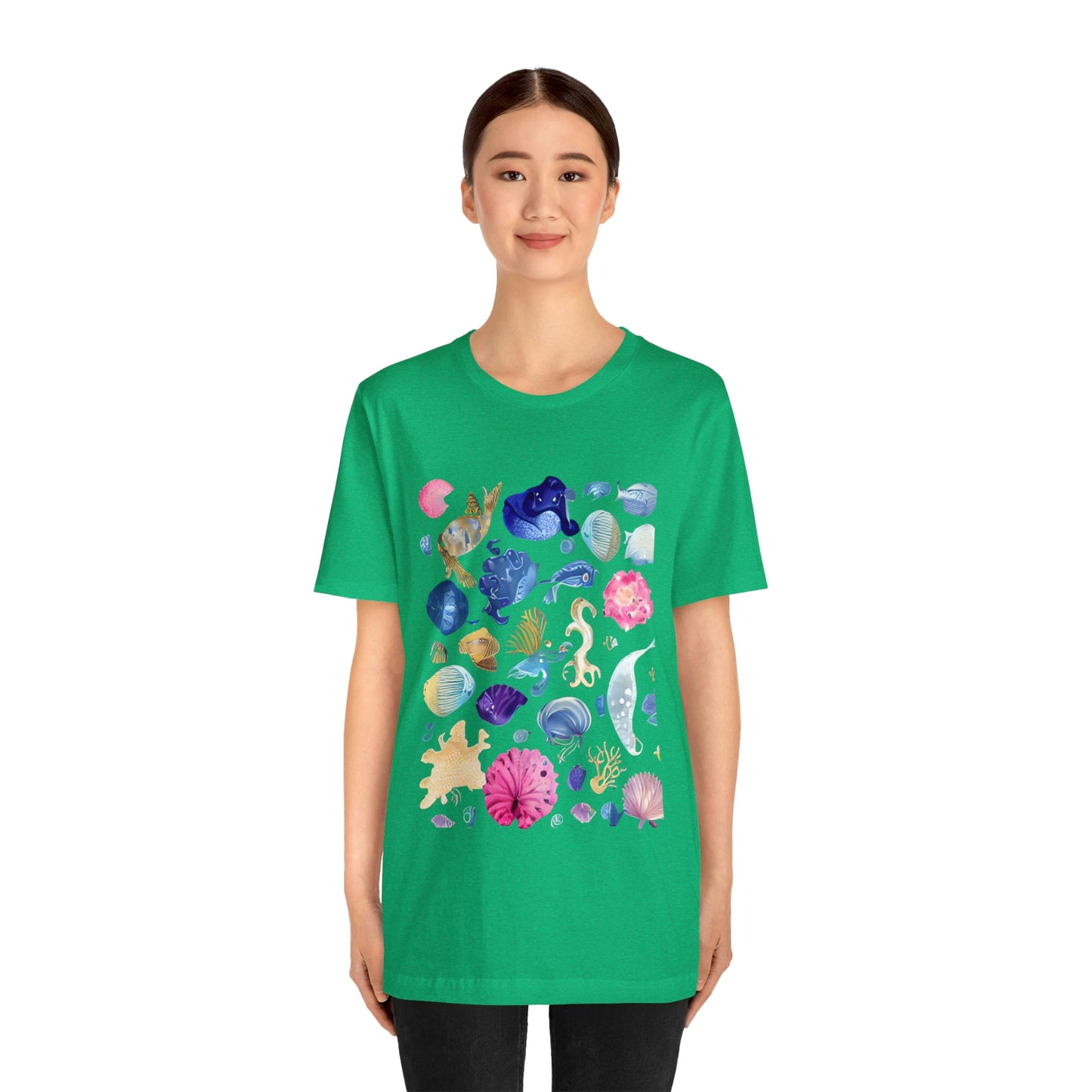 Watercolor Sea Creatures Tshirt Marine Life Ocean Conservation Environment Shirt Tropical Fish Coral Reef Octopus Jellyfish Turtle Shirt