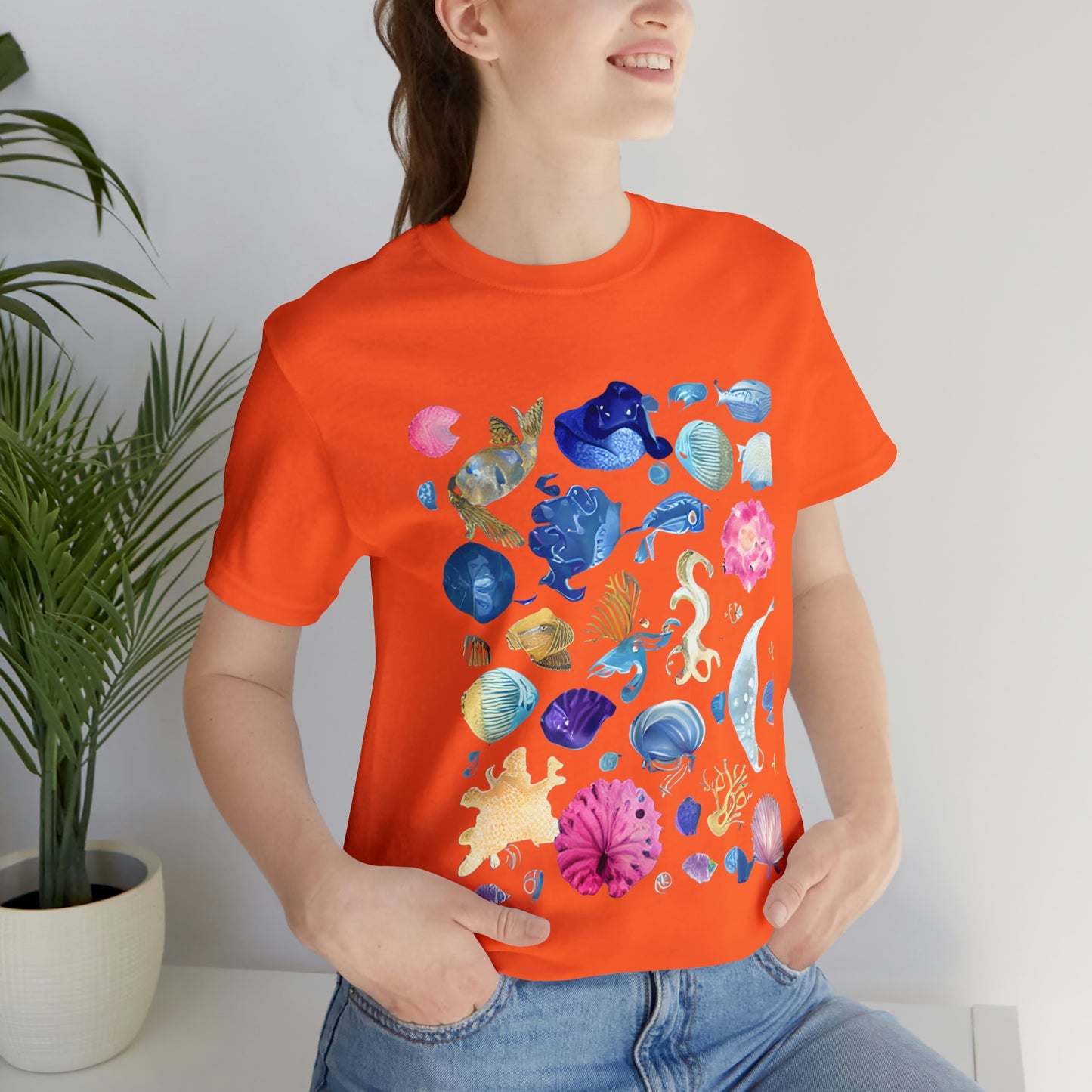 Watercolor Sea Creatures Tshirt Marine Life Ocean Conservation Environment Shirt Tropical Fish Coral Reef Octopus Jellyfish Turtle Shirt