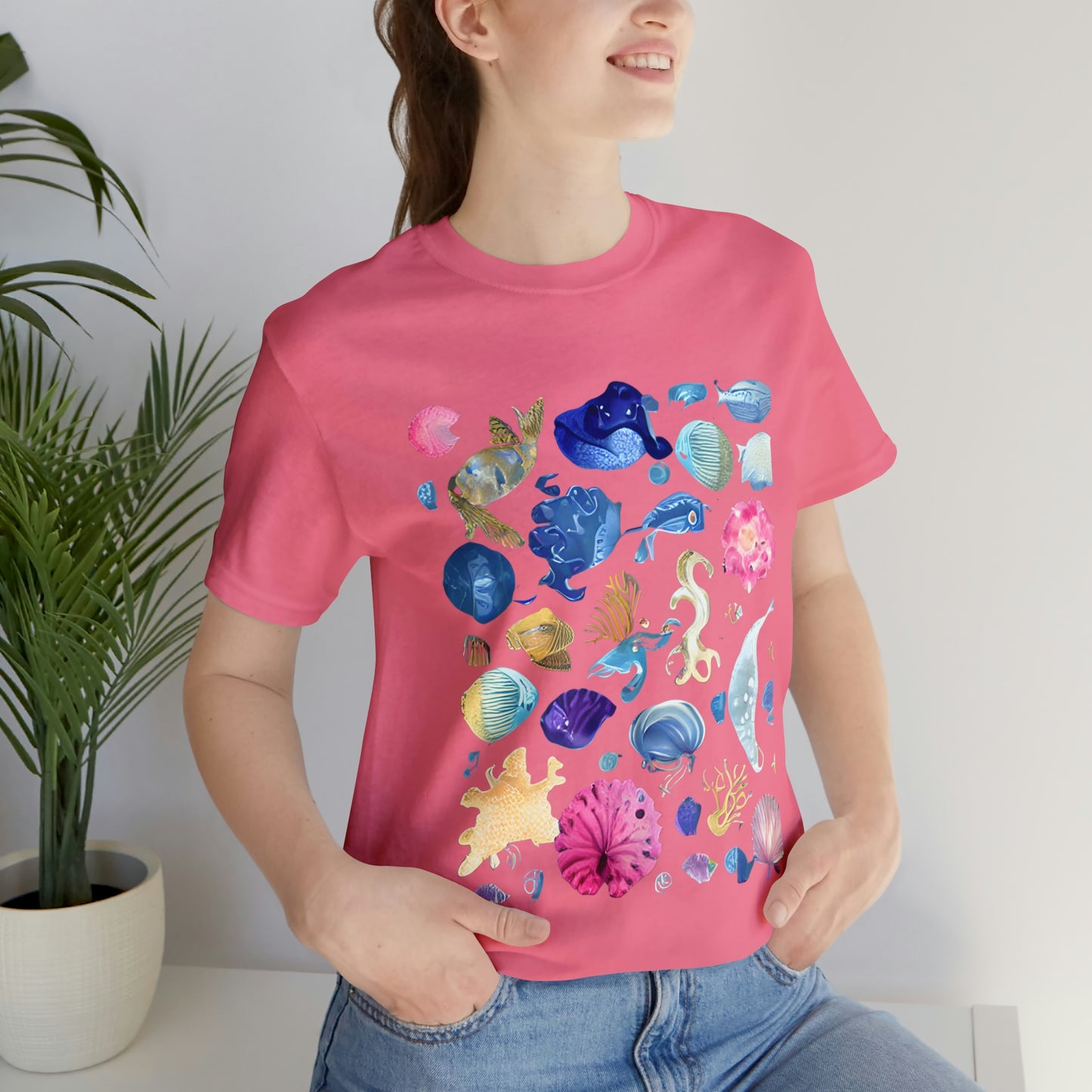 Watercolor Sea Creatures Tshirt Marine Life Ocean Conservation Environment Shirt Tropical Fish Coral Reef Octopus Jellyfish Turtle Shirt