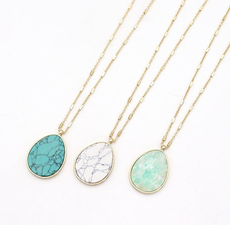 European And American Style Jewelry Drop-shaped Turquoise Inlaid