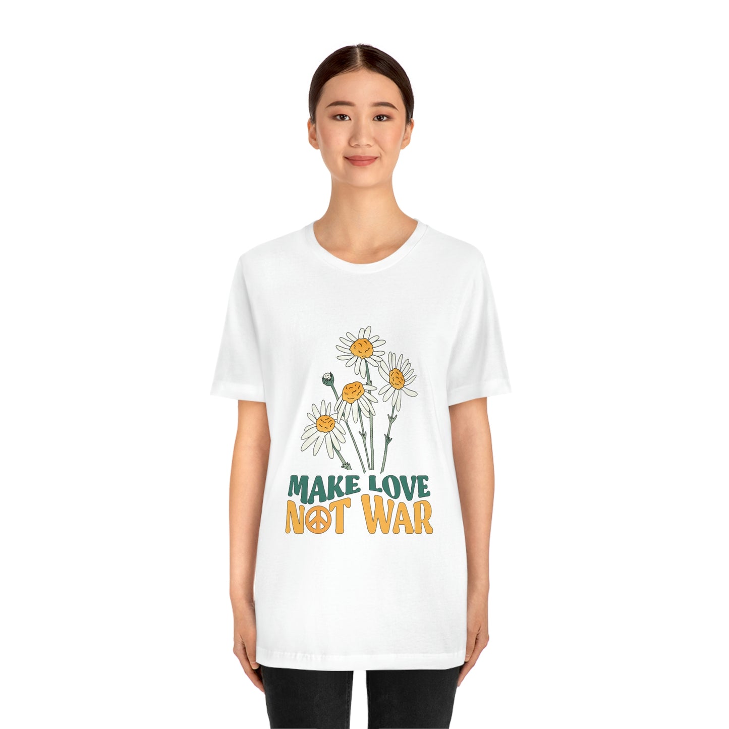 A Comfortable Tee Make Love Not War Unisex Jersey Short Sleeve Tee