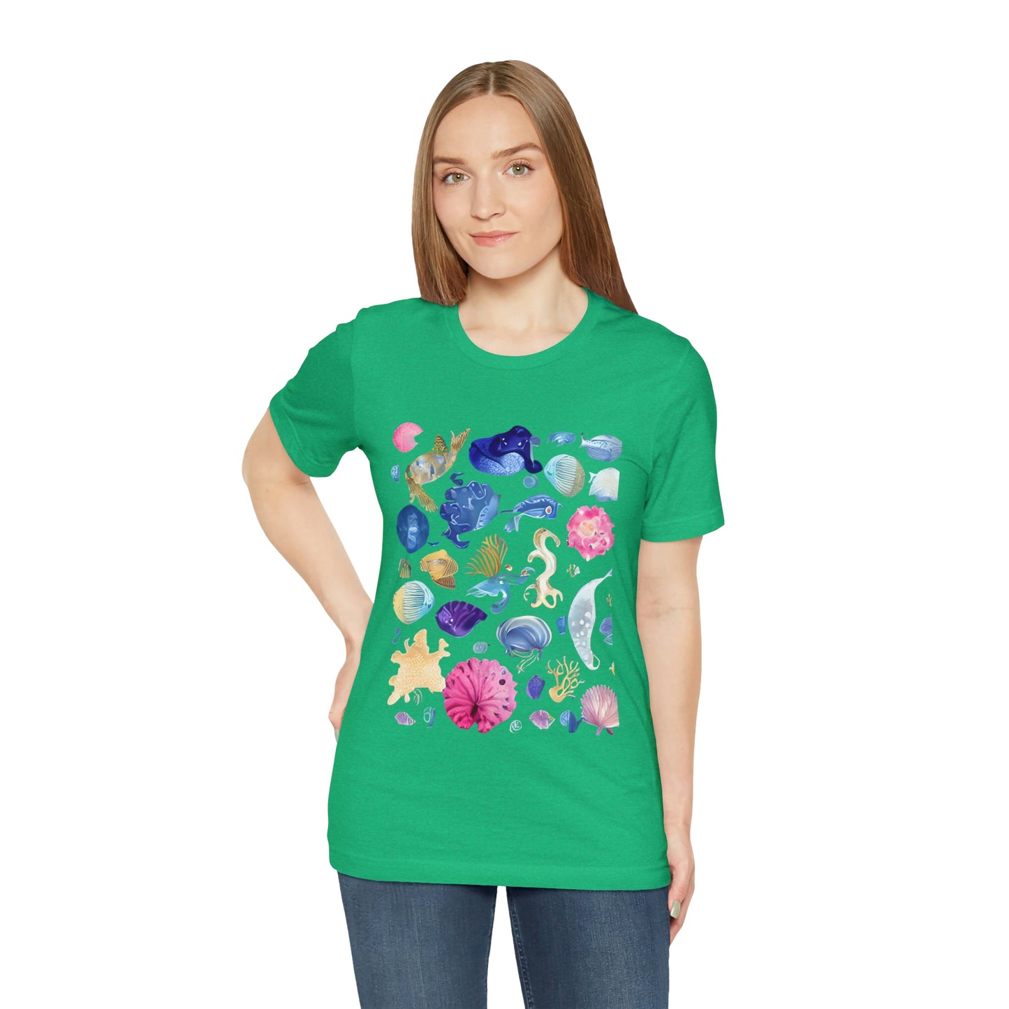 Watercolor Sea Creatures Tshirt Marine Life Ocean Conservation Environment Shirt Tropical Fish Coral Reef Octopus Jellyfish Turtle Shirt